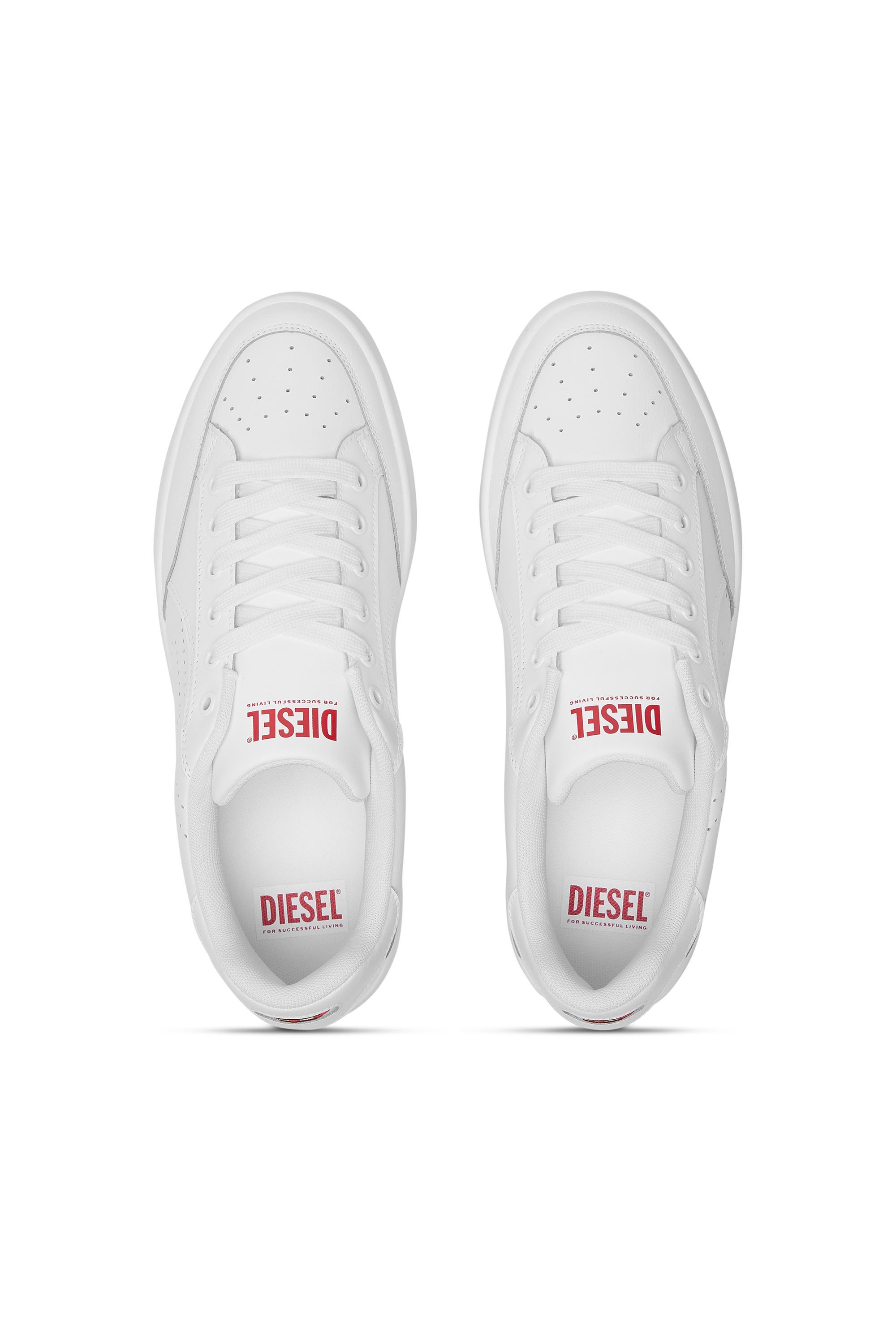 Diesel - S-DAKOTA LOW, Sneakers en cuir avec logo perforé Homme in Blanc - 5