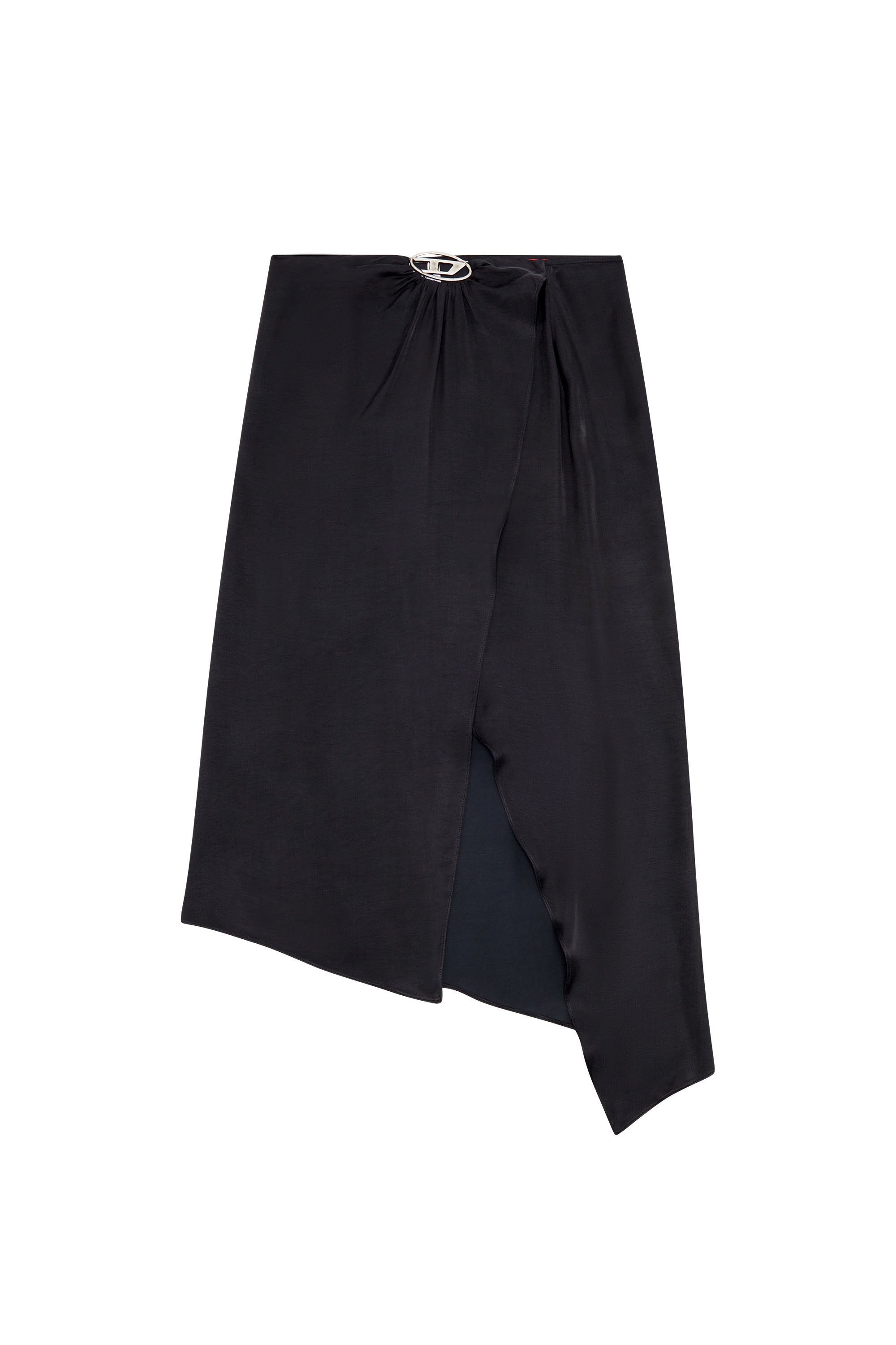 Diesel - O-STENT-N1, Female Asymmetric midi skirt in satin in Grey - Image 3