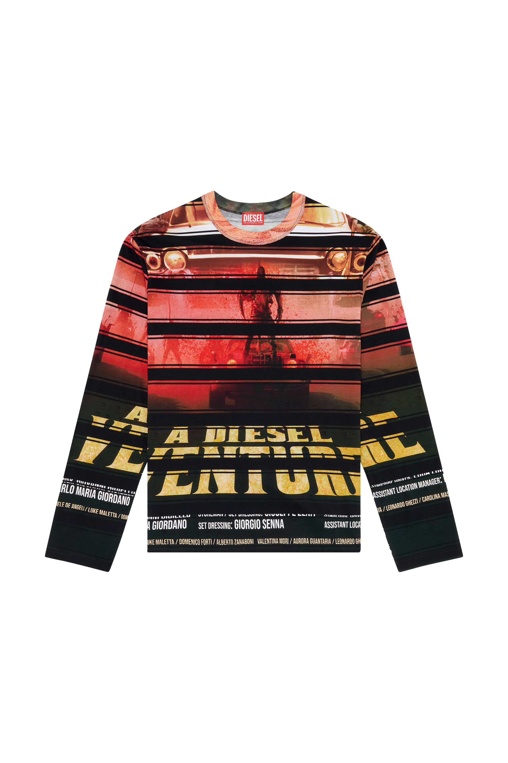 Diesel - T-CRANEUP-LS, Male T-shirt with striped movie print in Multicolor - Image 5