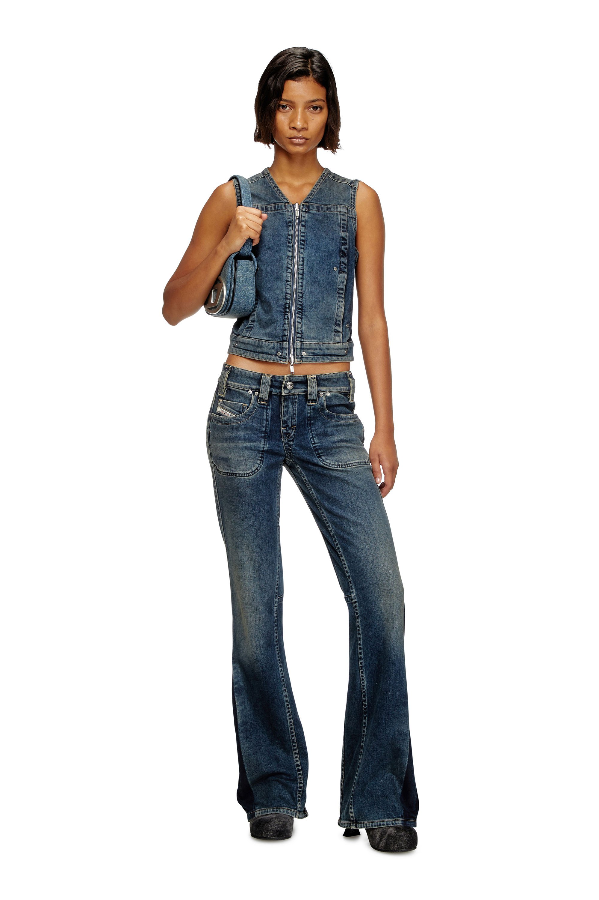 Diesel - DE-PROOF-RE, Female's Zipped top in Rehab denim in Dark Blue - 3