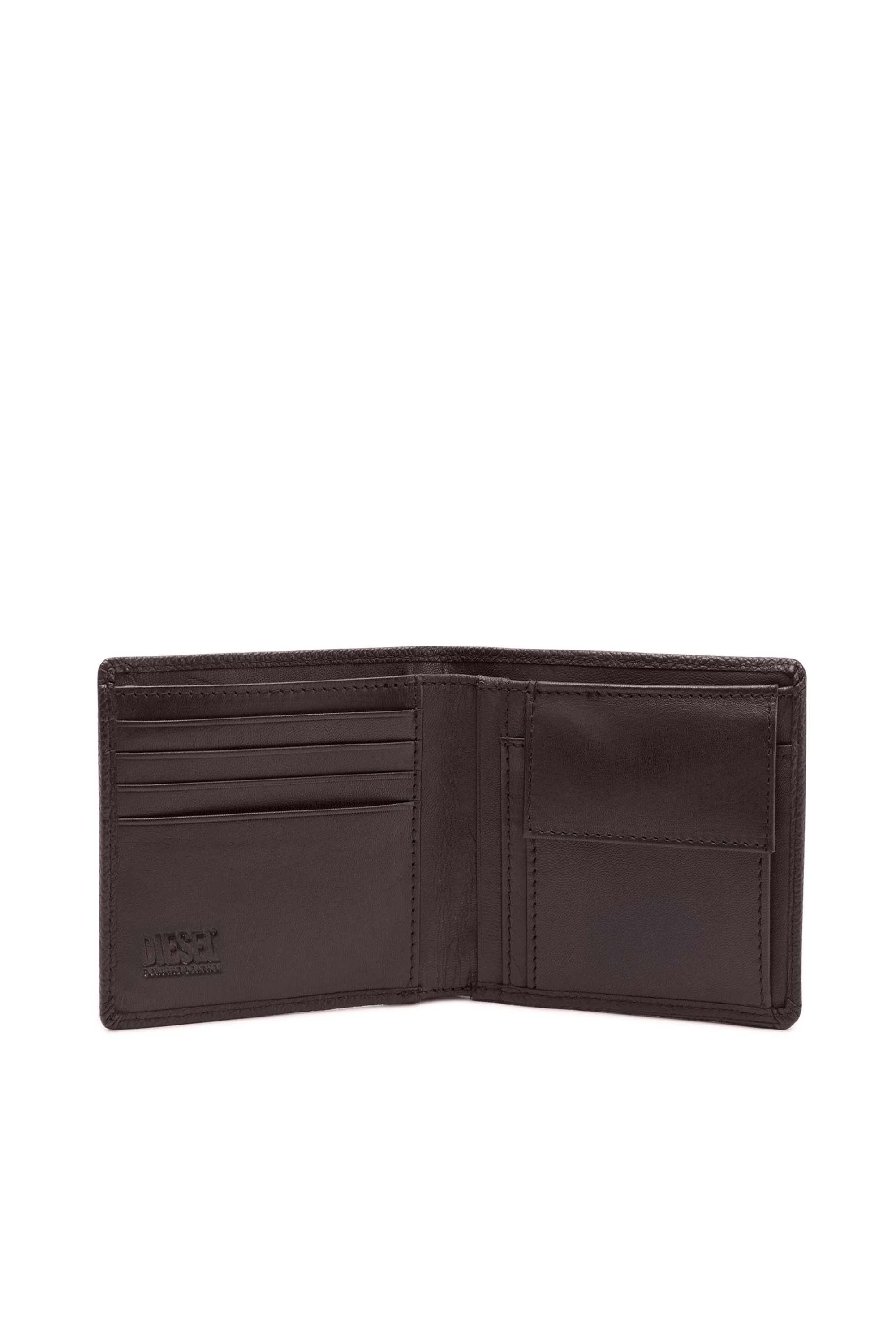 Diesel - BI FOLD COIN S, Male's Bi-fold wallet in grainy leather in Dark Brown - 3