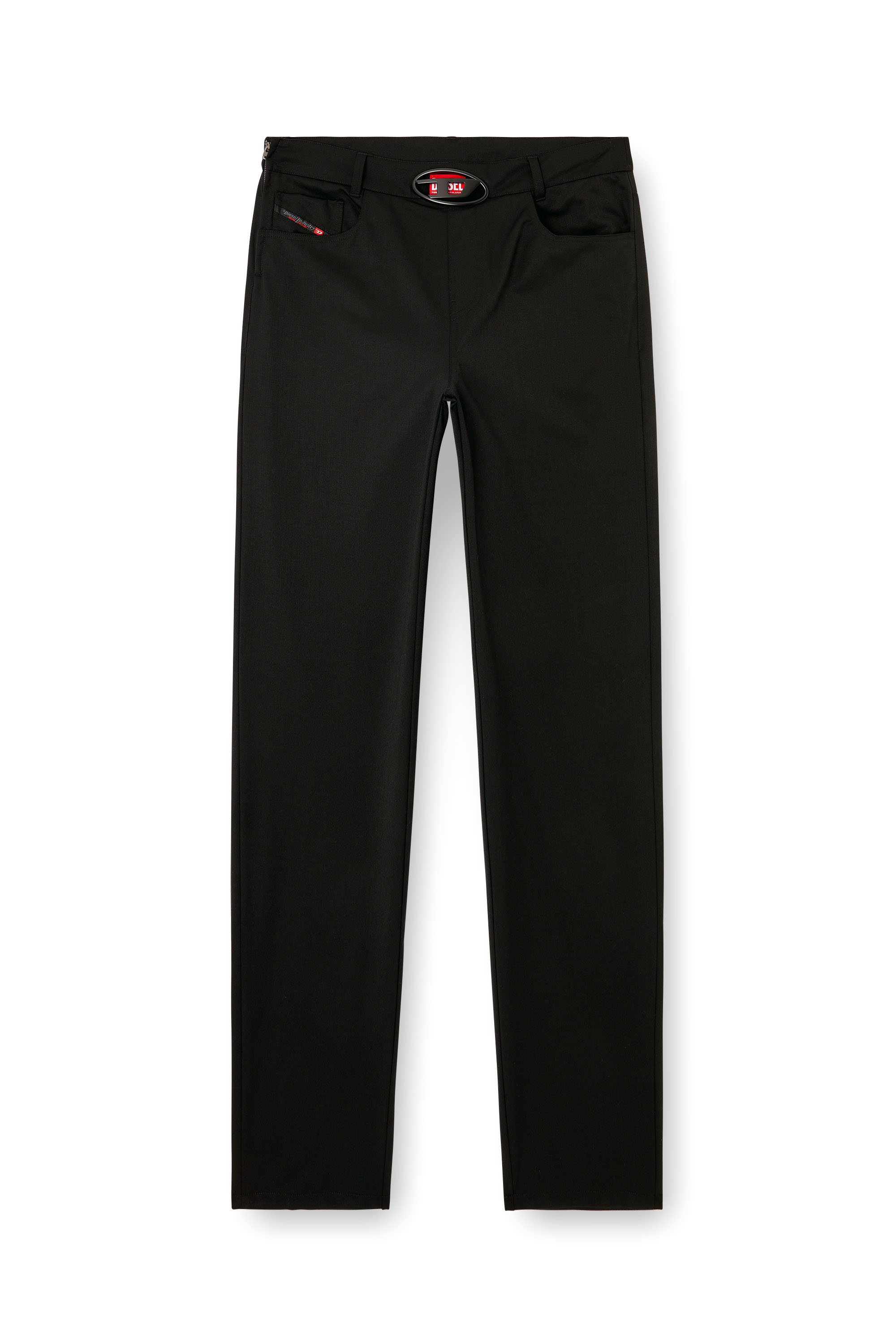 Diesel - P-DMAX, Male's Wool blend pants with D buckle waistband in Black - 5