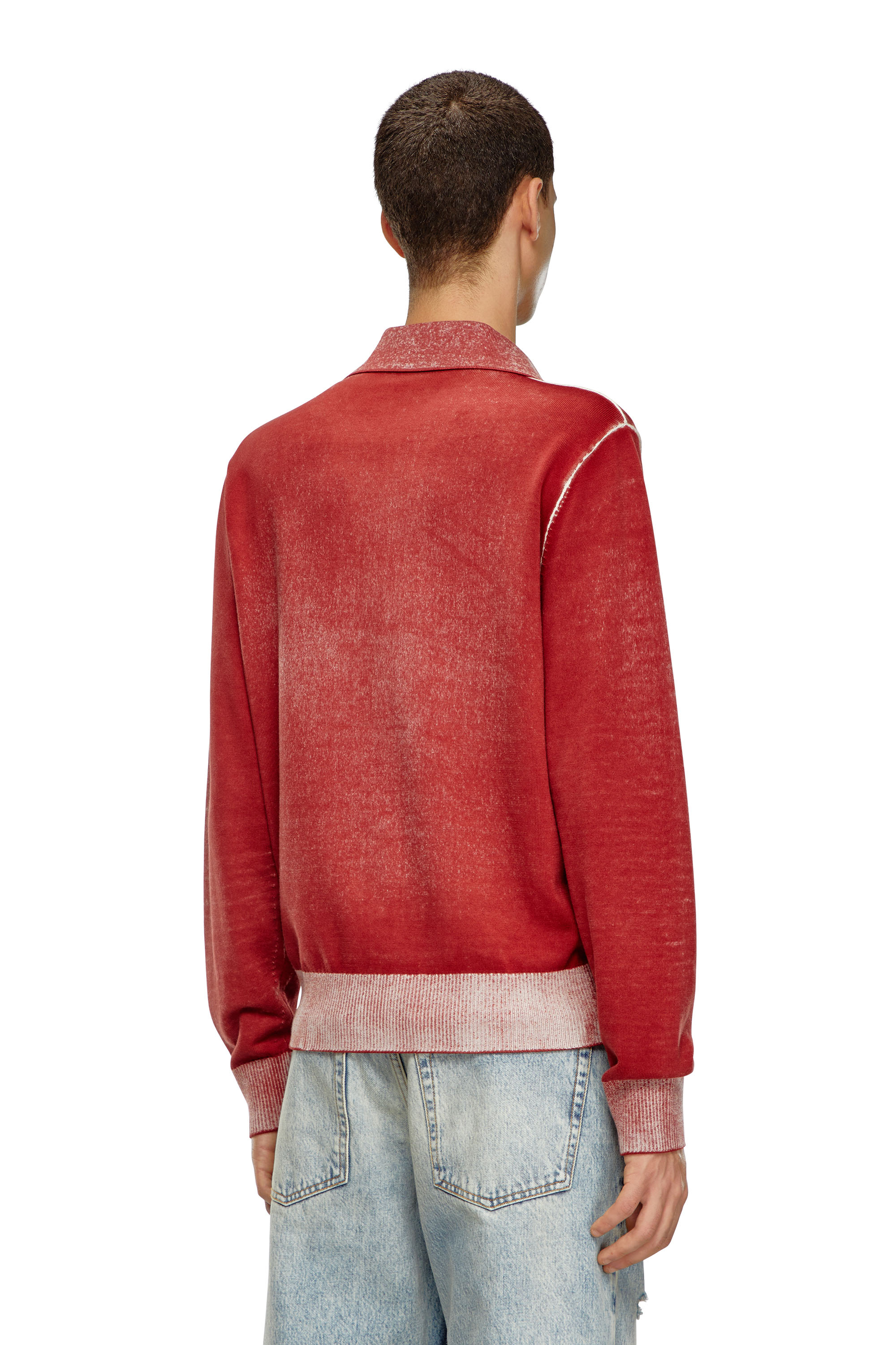 Diesel - K-LORENZO, Male's Reverse-print polo jumper in Red - 2