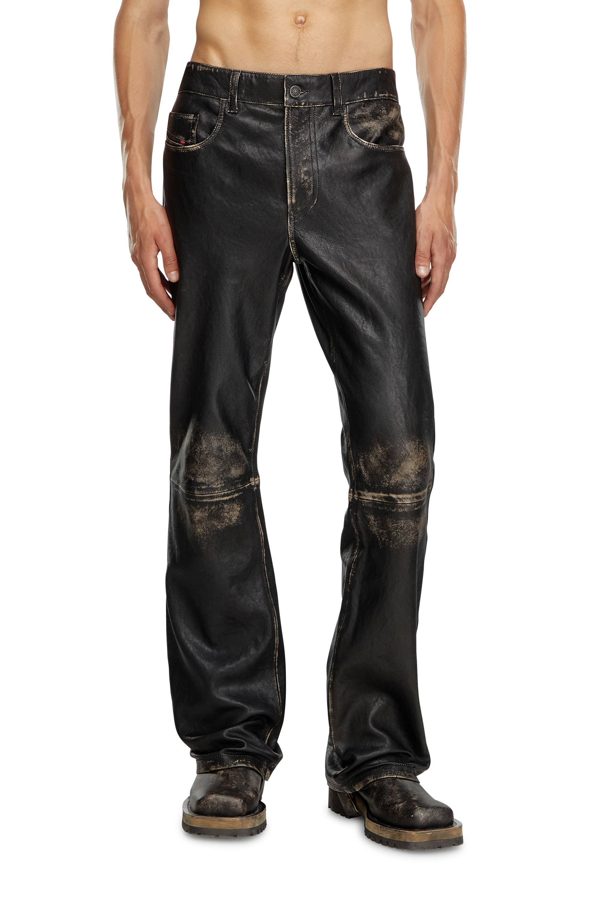 Diesel - P-BLIXIA, Male's Distressed leather pants in Black - 2