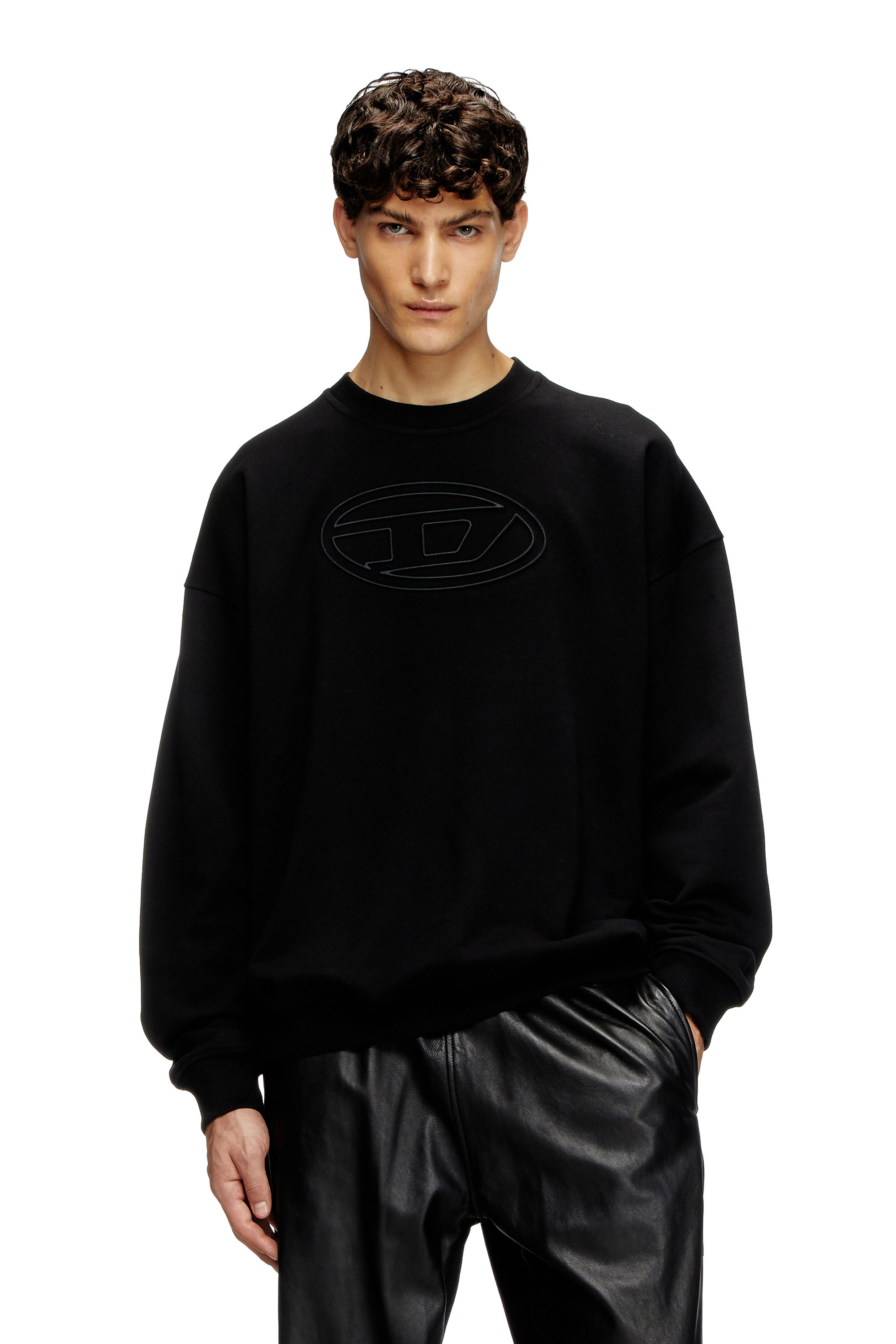 Diesel - S-MART-BIGOVAL, Male's Sweatshirt with embossed Oval D in Black - 1