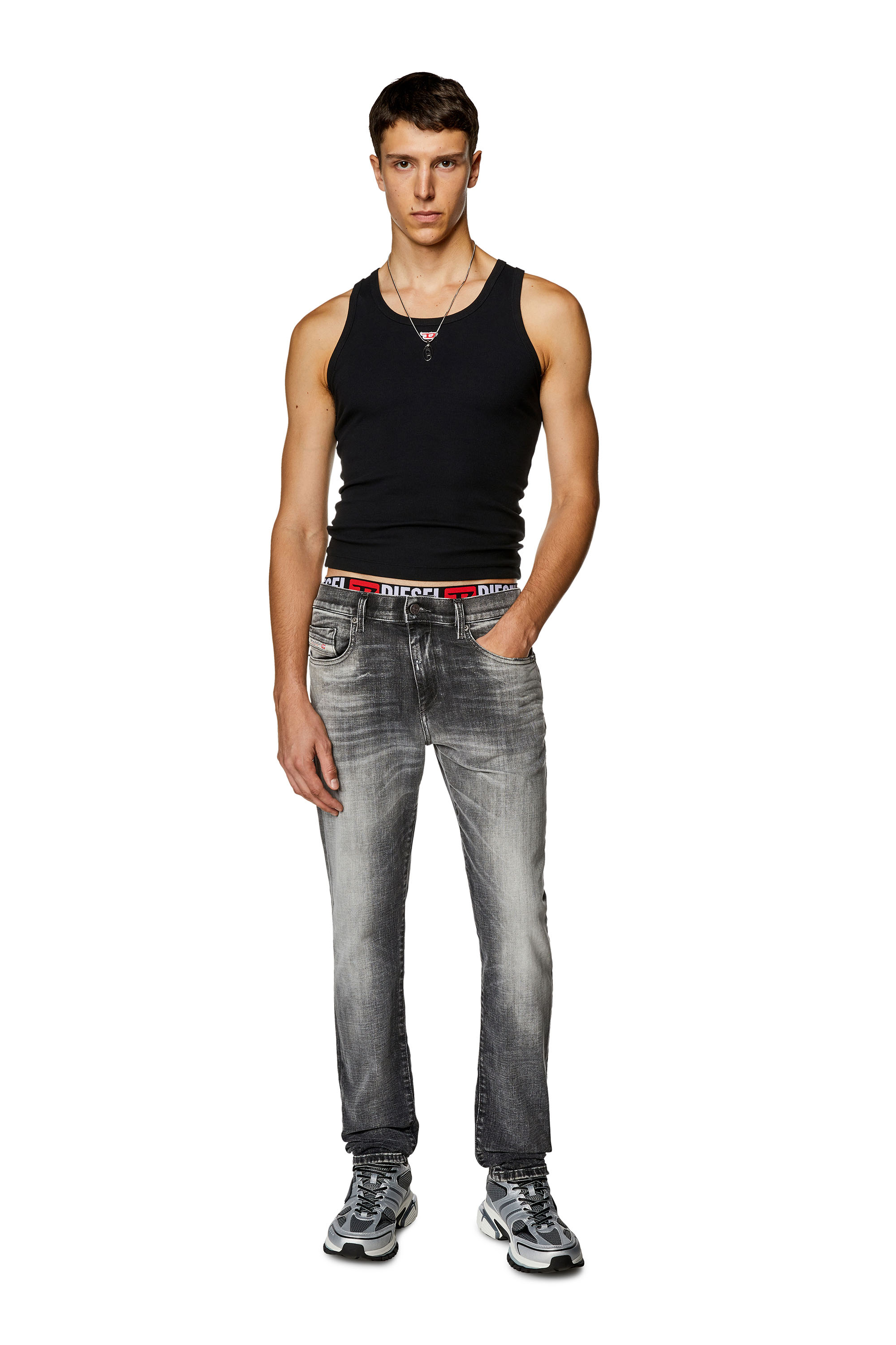 Diesel - Slim Jeans 2019 D-Strukt 09G88, Noir/Gris foncé - Image 2