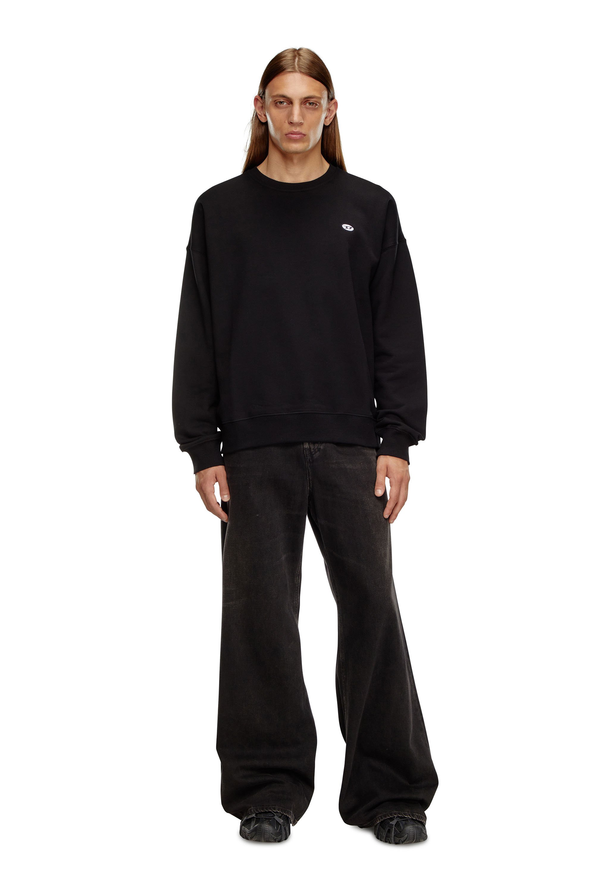 Diesel - S-ROB-DOVAL-PJ, Male Sweatshirt with oval D patch in Black - Image 2
