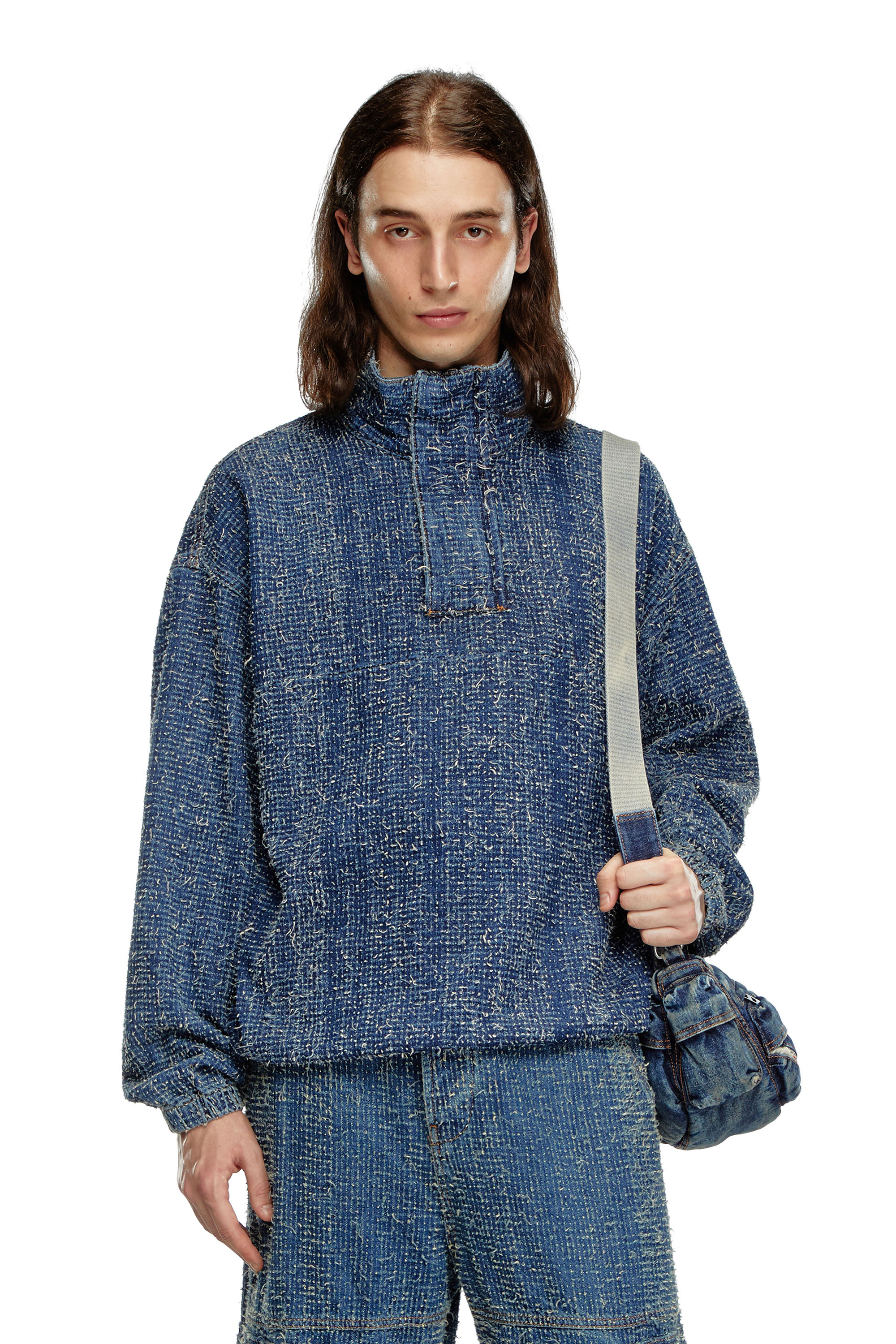 Diesel - D-FLOW-S, Veste pull en denim bouclé Mixte in Bleu - 2