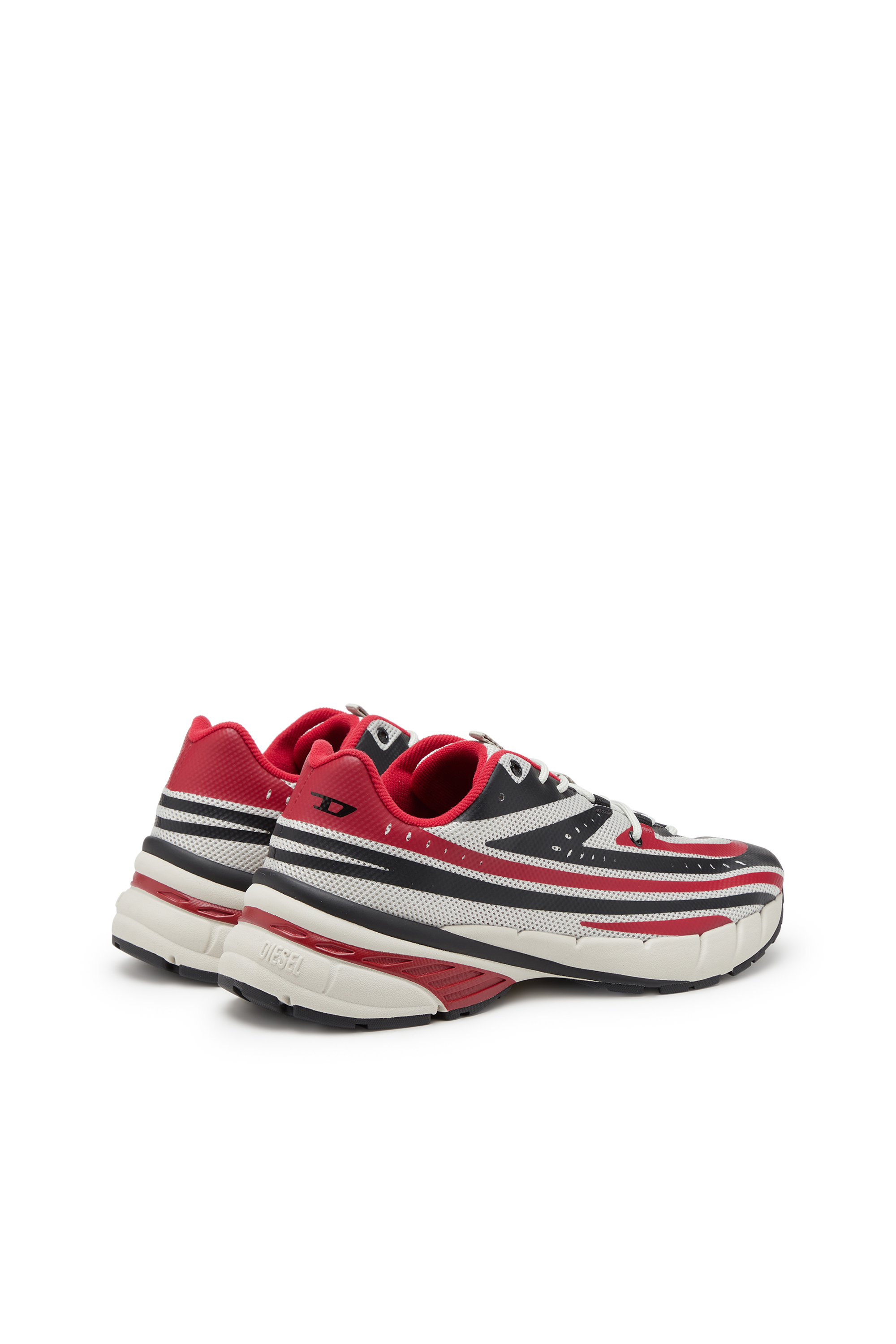 Diesel - D-AIRSPEED LOW, Male's D-Airspeed Low-Striped sneakers in coated mesh in Black/Red - 3