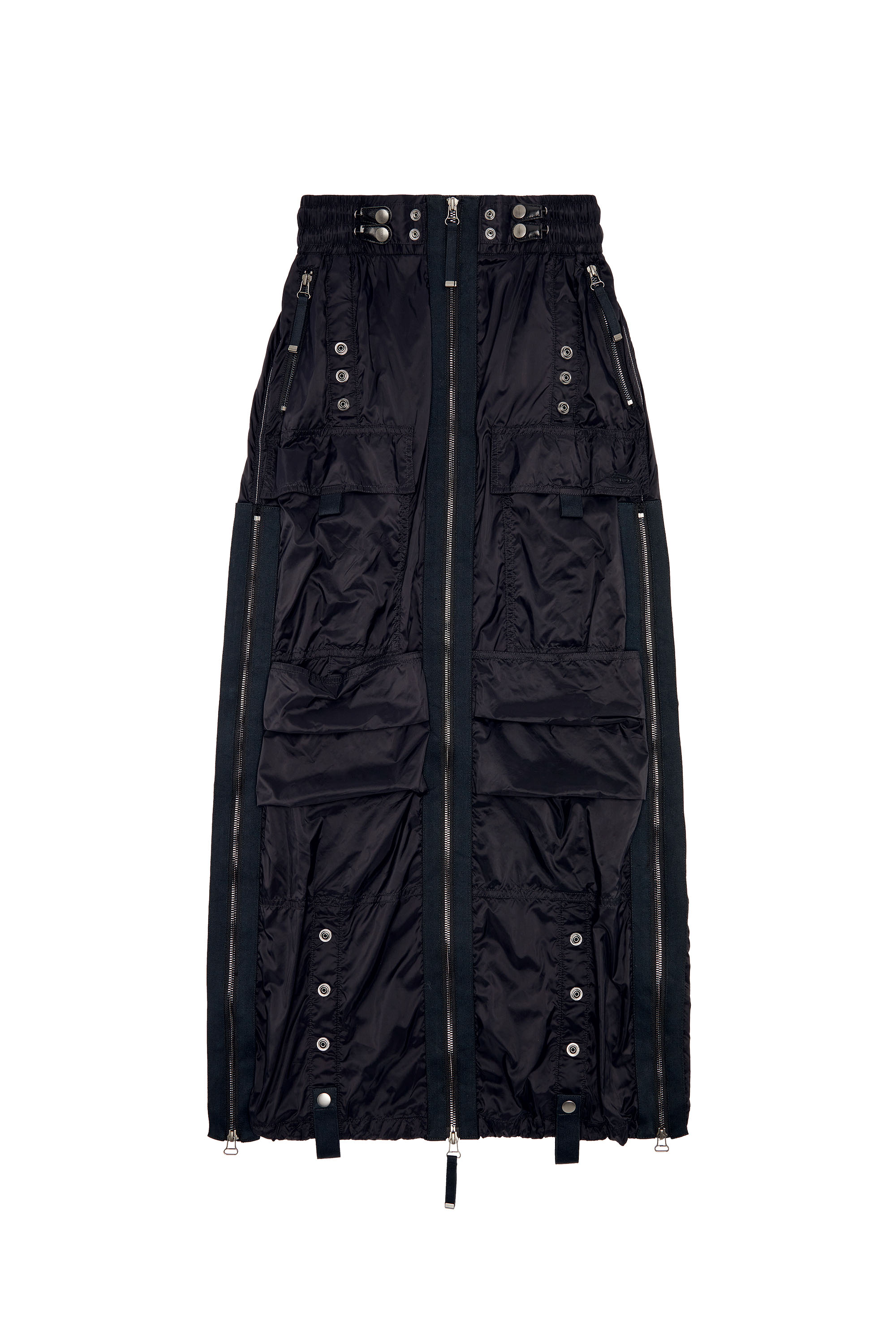 Diesel - O-CREP, Female's Long skirt with cargo pockets in Black - 3