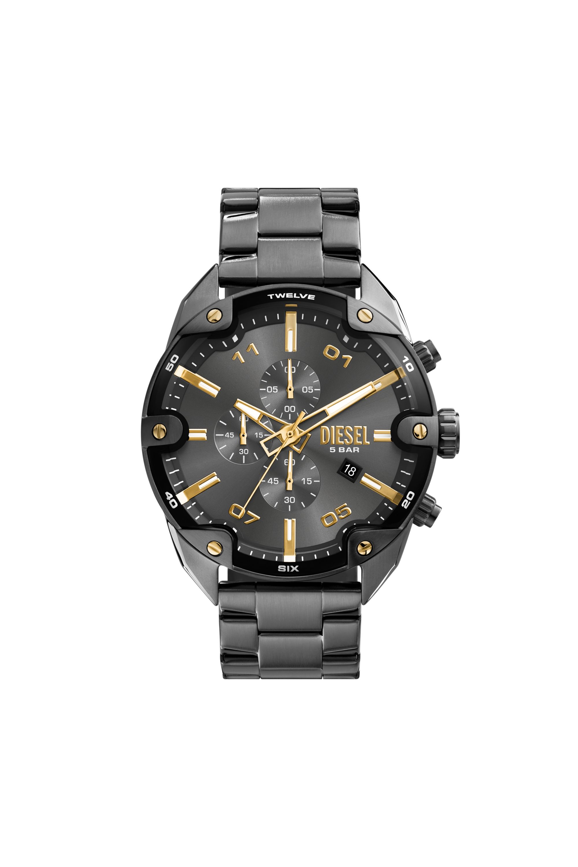 Diesel - DZ4669, Male's Spiked Two-Tone Stainless Steel Watch in Dark Grey - 1