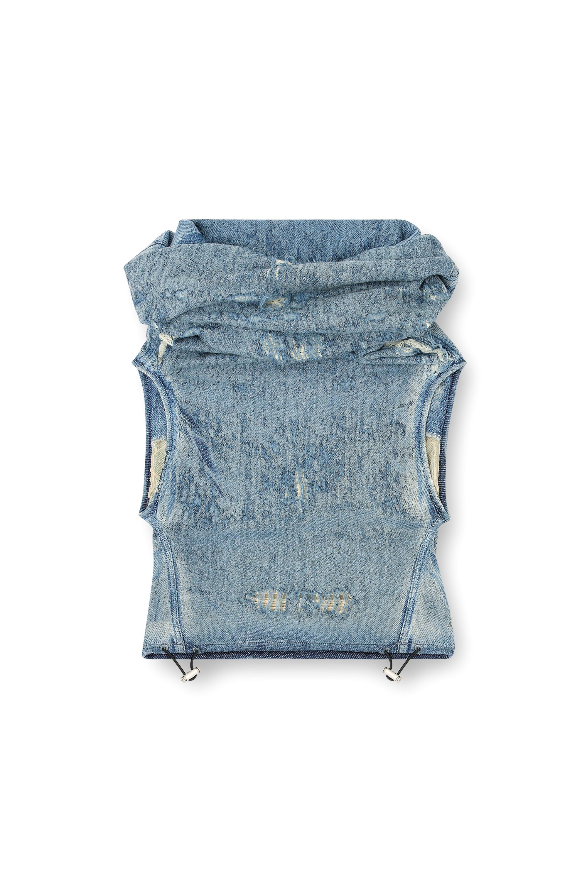 Diesel - DE-VANIA-FSG, Female's Top in ultra-destroyed jacquard denim in Medium Blue - 5