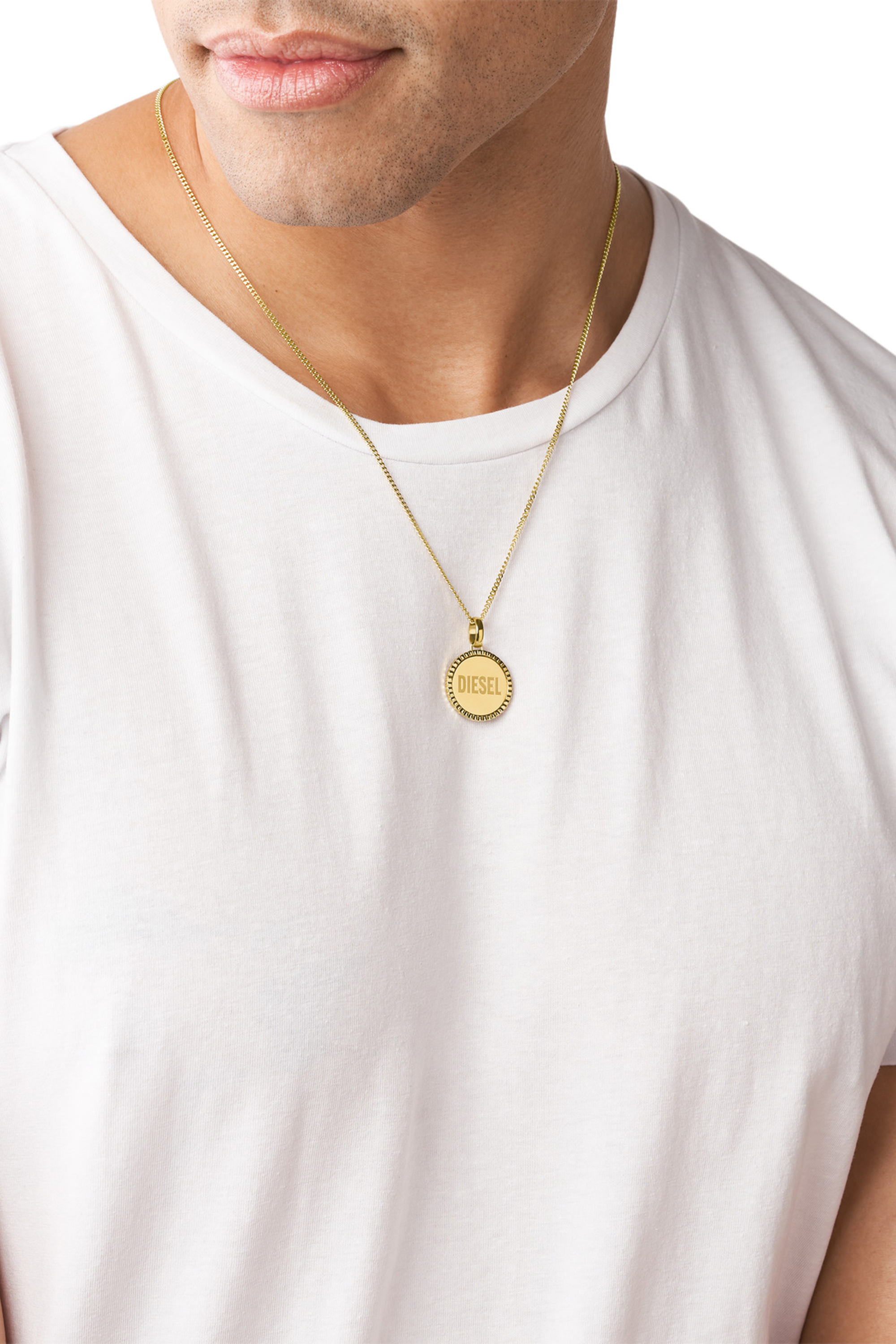 Diesel - DX1361, Unisex Gold stainless steel pendant necklace in Gold - Image 3