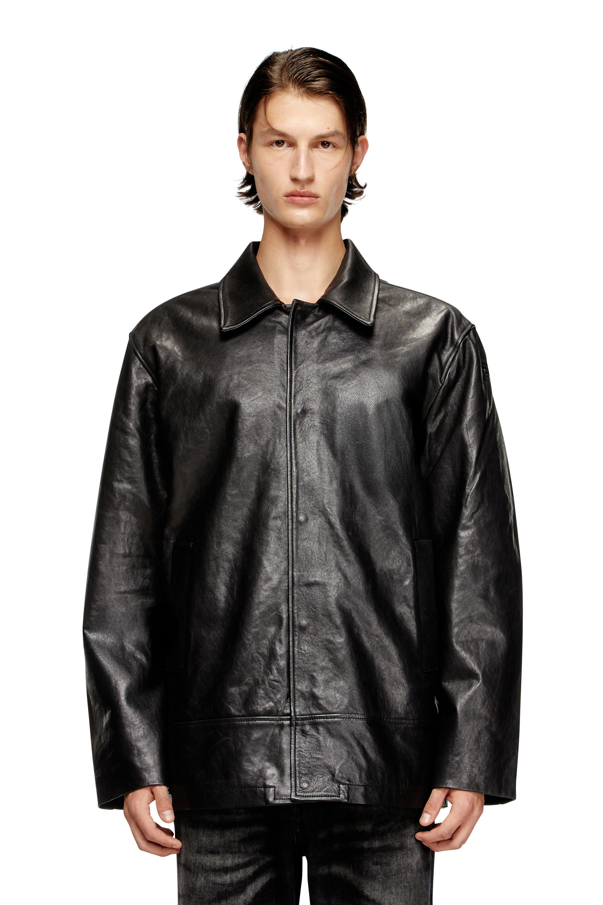 Diesel - L-JESS, Male's Padded leather jacket in Black - 1