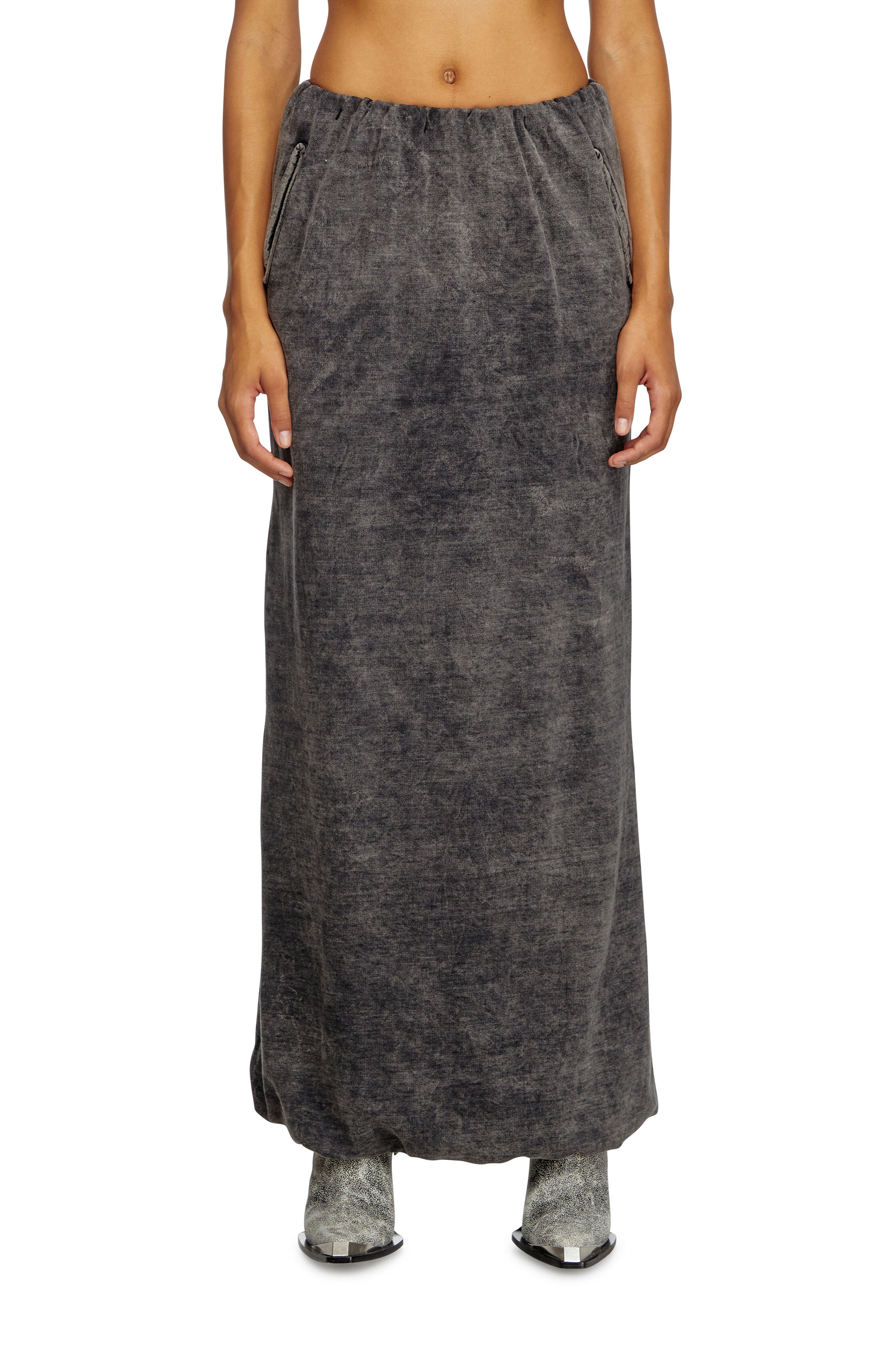 Diesel - O-TULIP, Female's Long skirt with denim effect in Black - 2