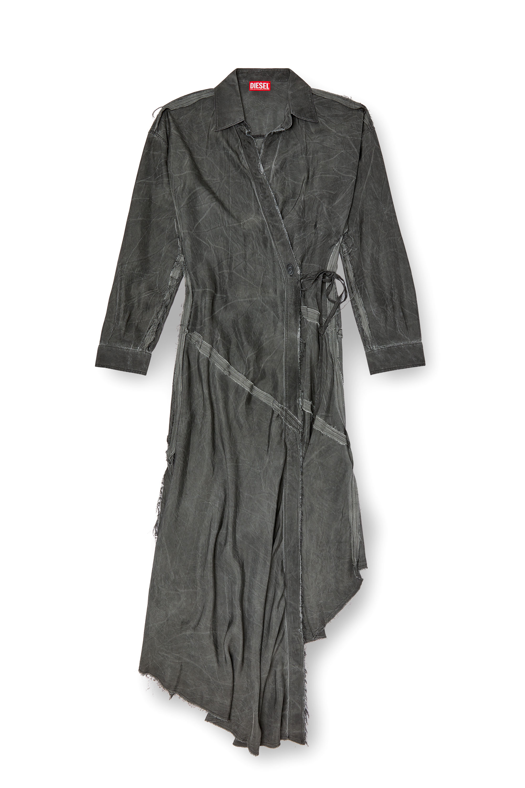 Diesel - D-RAVEN-Q1, Female's Asymmetrical long-sleeve dress in Dark Grey - 5