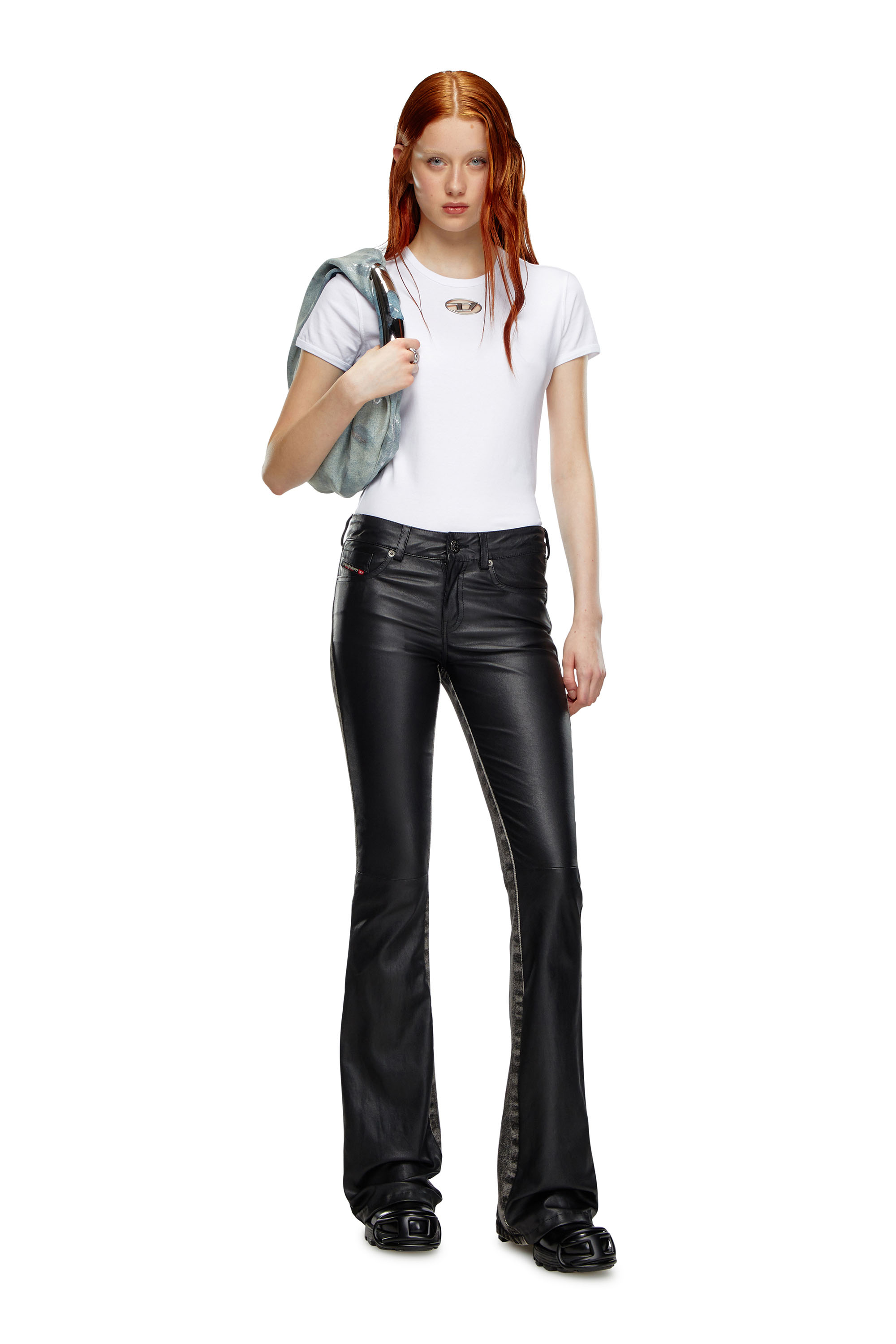 Diesel - T-UNCUTIE-LONG-OD, Female's T-shirt with injection-moulded Oval D in White - 2