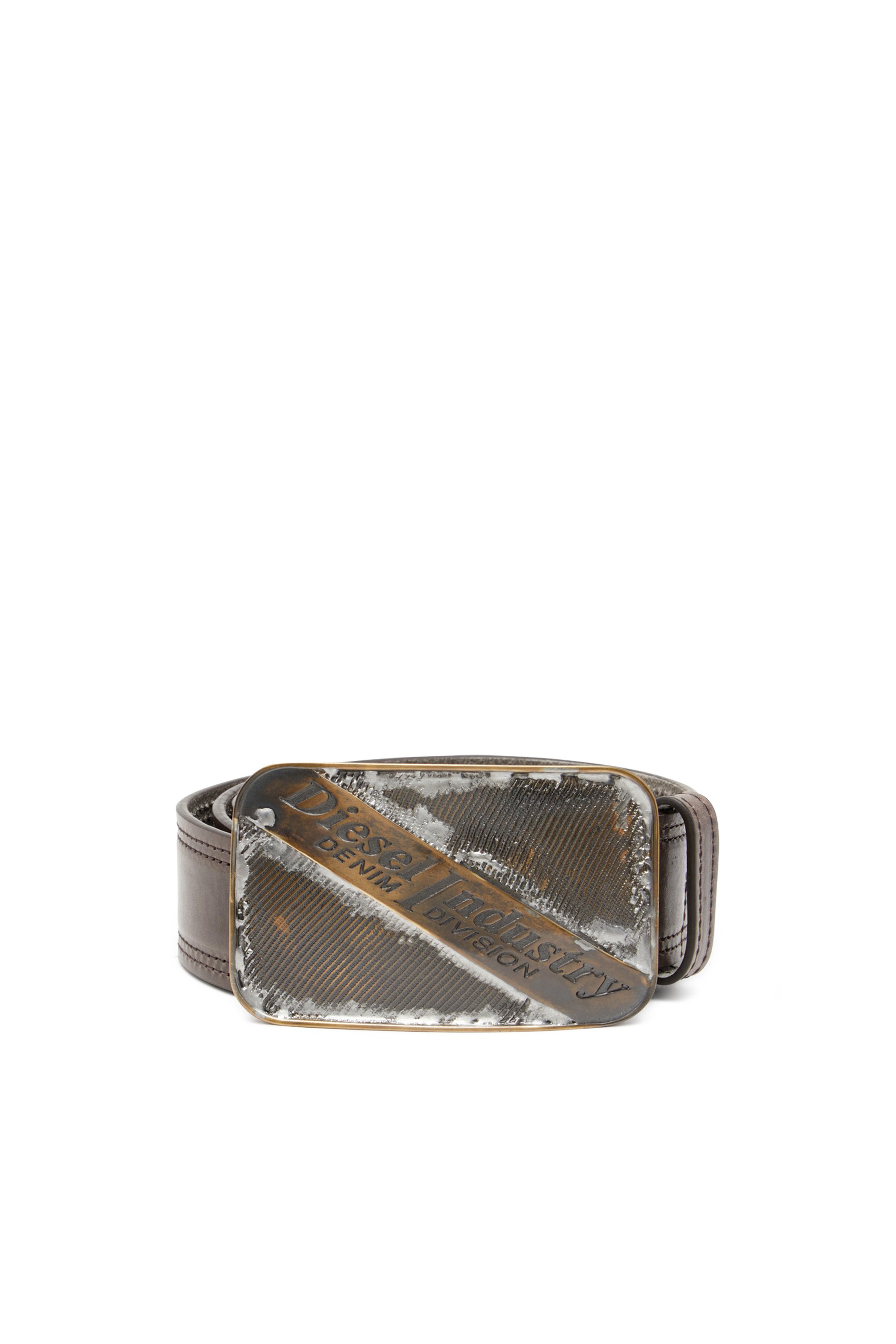 Diesel - B-INDUSTRY, Male's 4cm archival belt with rust-effect buckle in Brown - 1