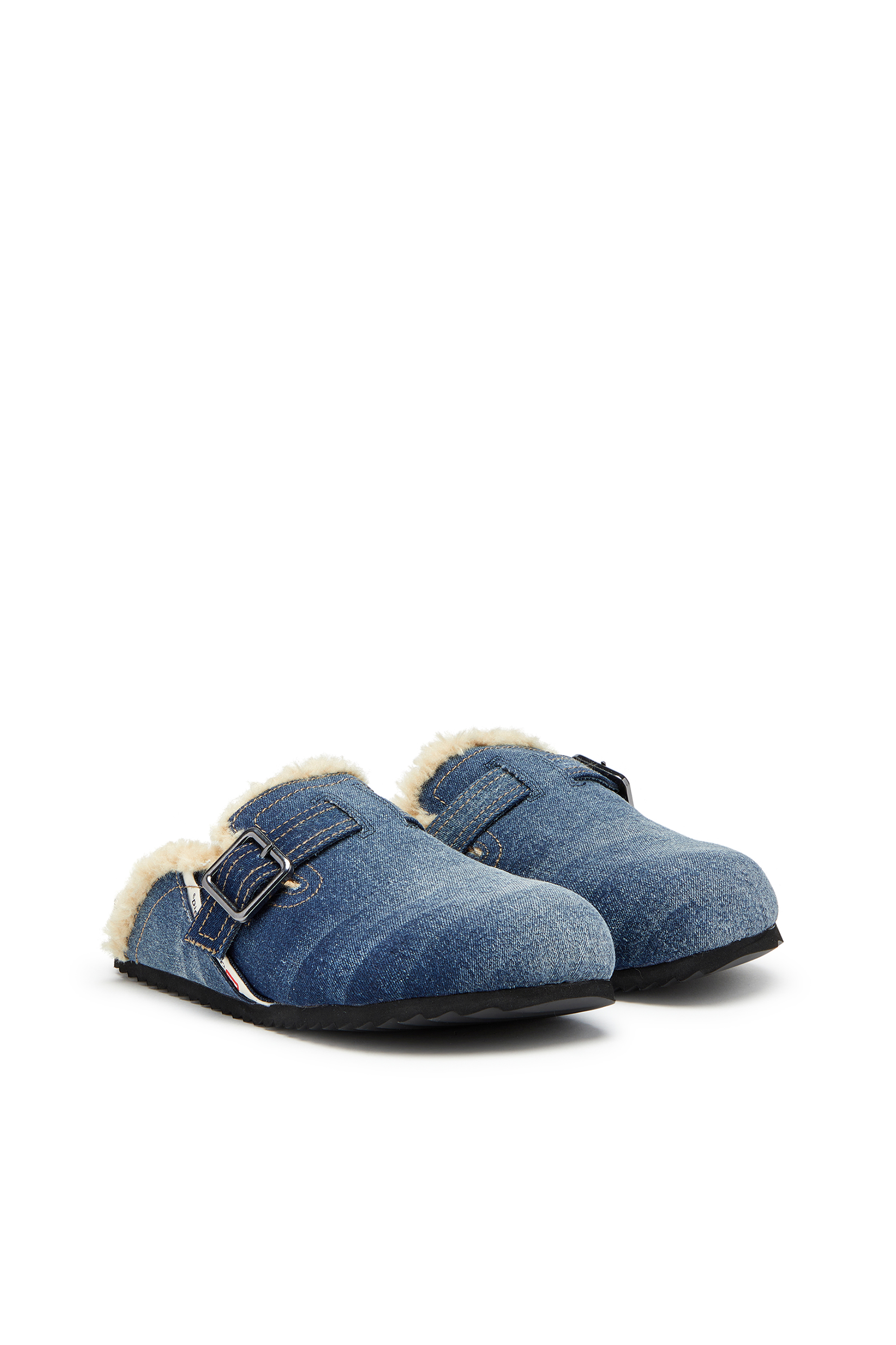 Diesel - D-WOODSTOCK X, D-Woodstock-Mules en denim avec doublure duveteuse Homme in Bleu - 2