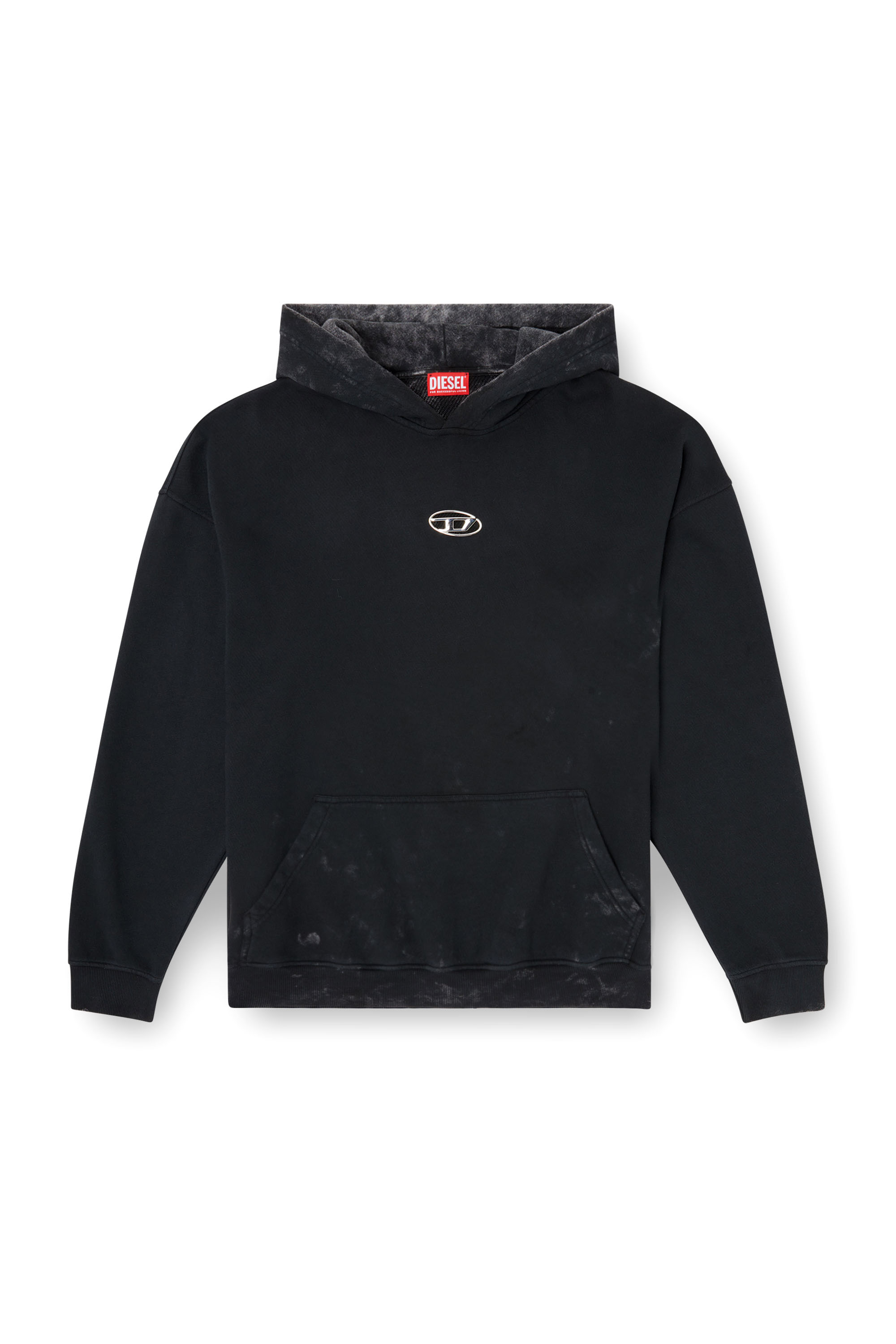 Diesel - S-BOXT-HOOD-T10, Male's Hoodie with cut-out metal Oval D in Black - 4