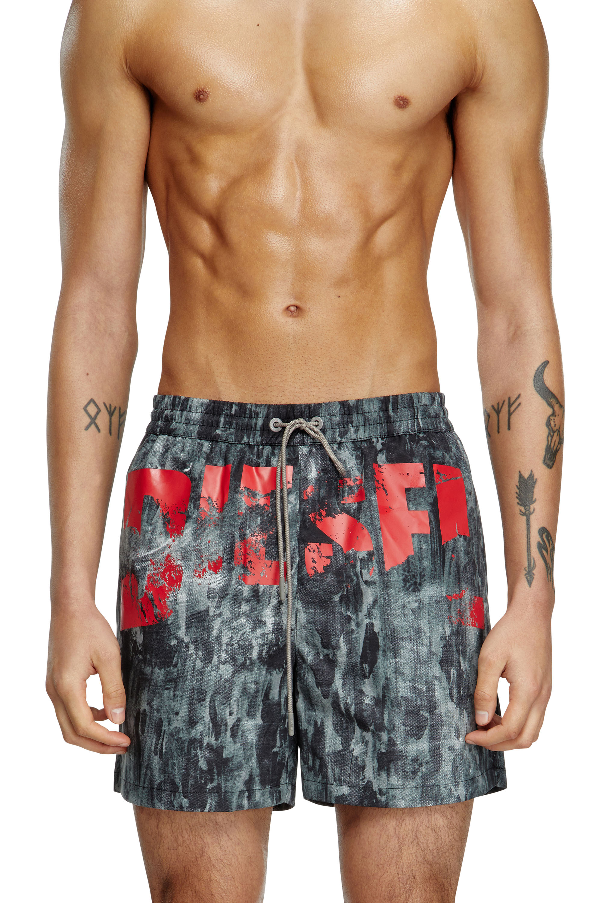 Diesel - RIO-41-D-POP, Male's Mid-length swim shorts with graphic print in Black - 2