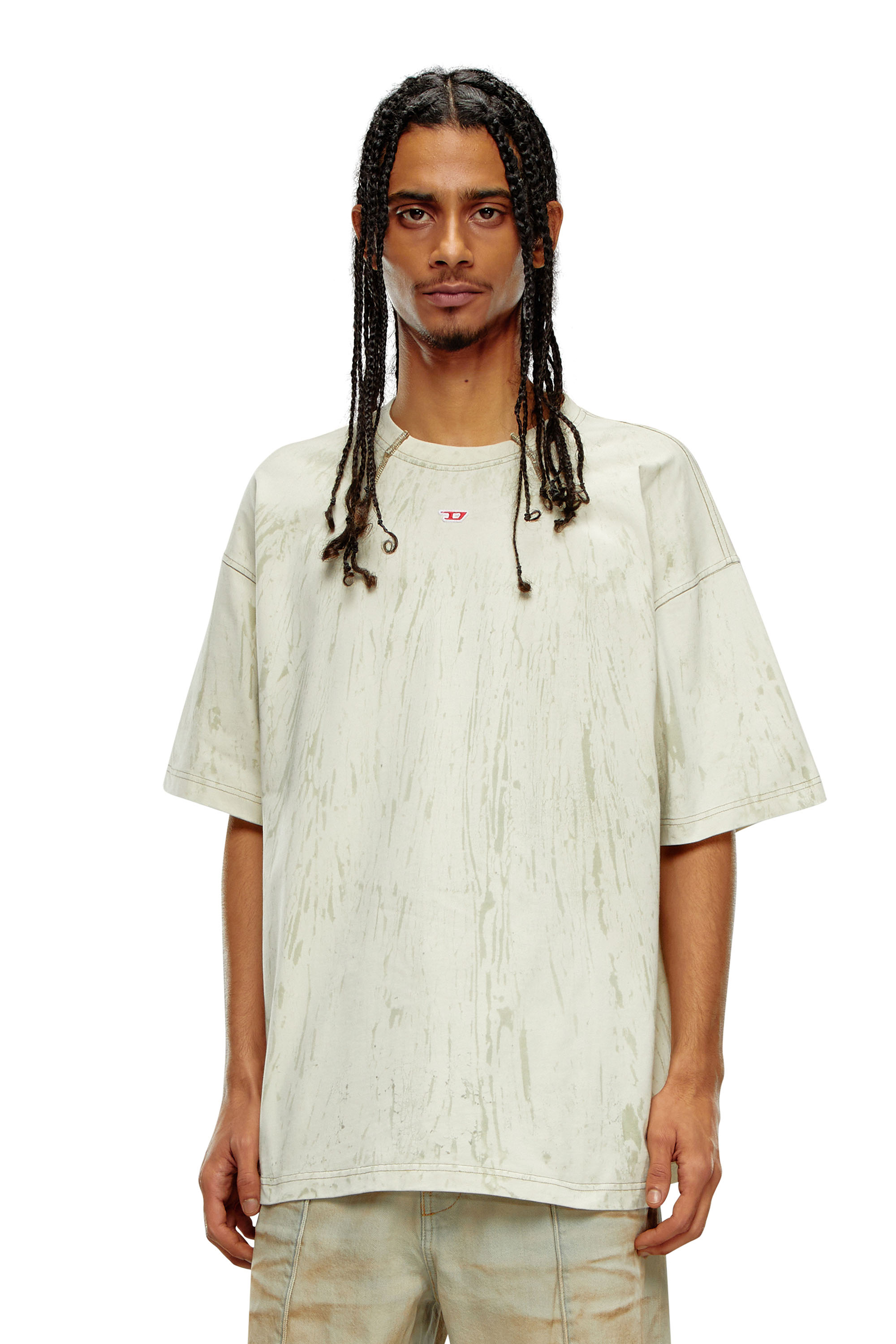 Diesel - T-COS, Homme T-shirt en jersey effet plâtre in Blanc - Image 1