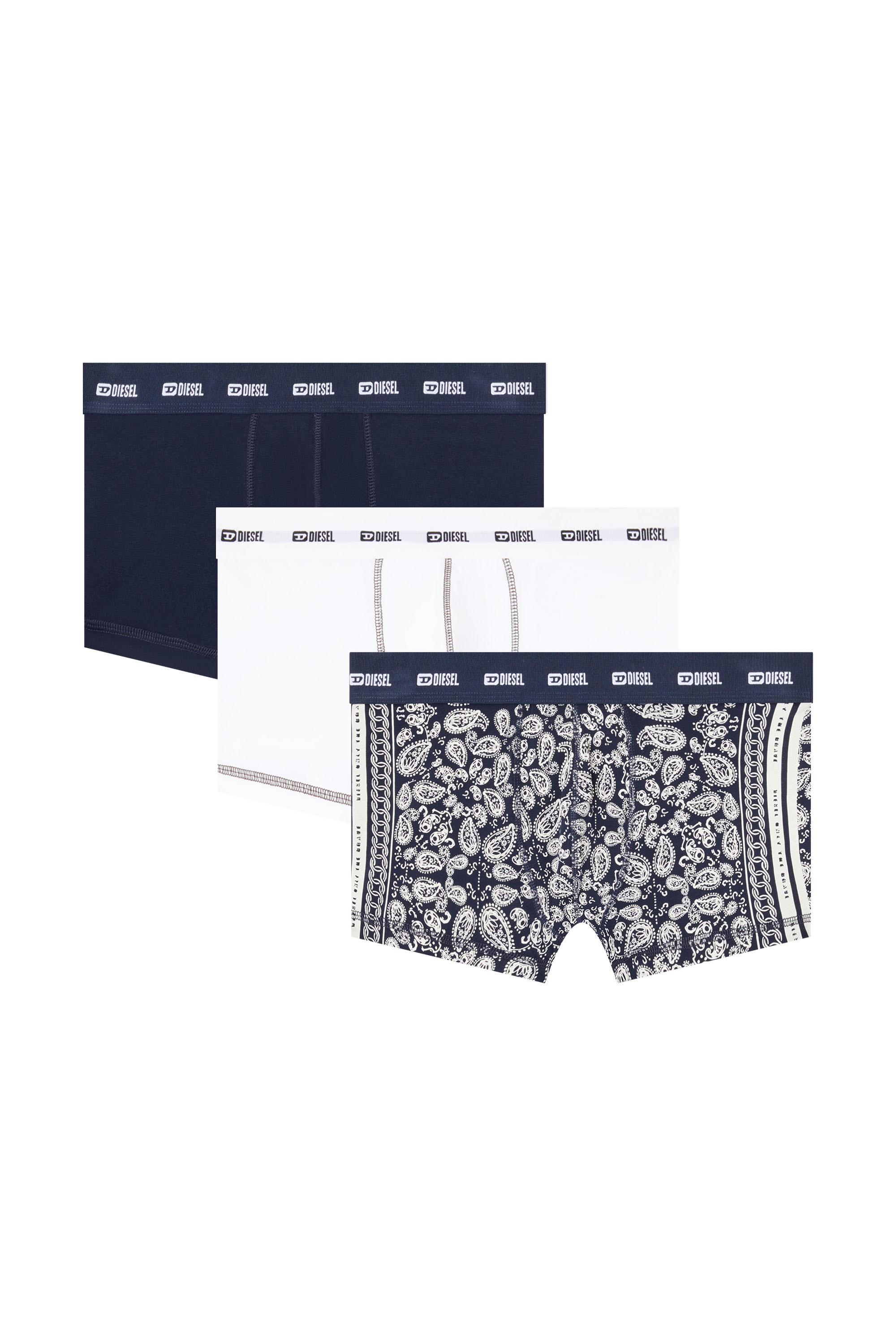Diesel - DAMIEN-UTLT-3PACK, Male's 3-pack boxer briefs with Bandana print in Blue/White - 1