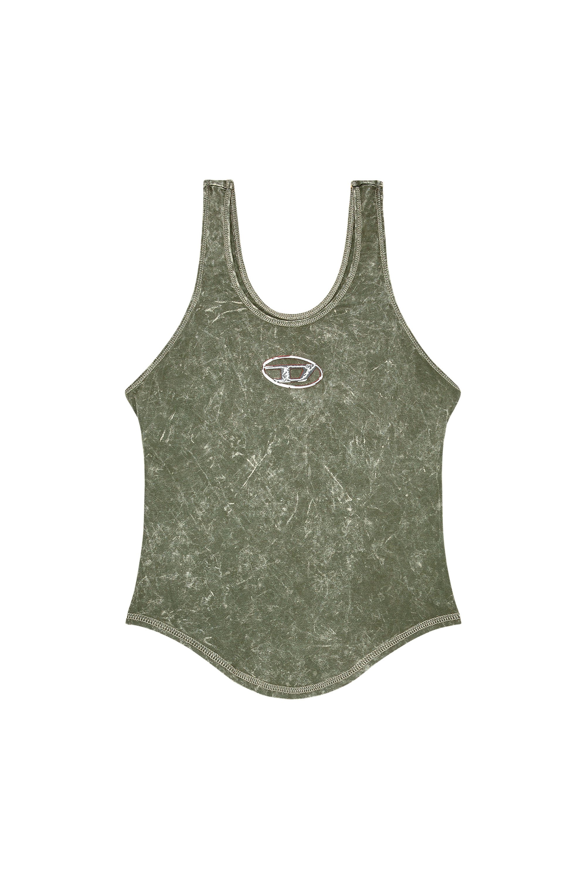 Diesel - T-AVENA-P1, Female Open-back top with marbled effect in Green - Image 4