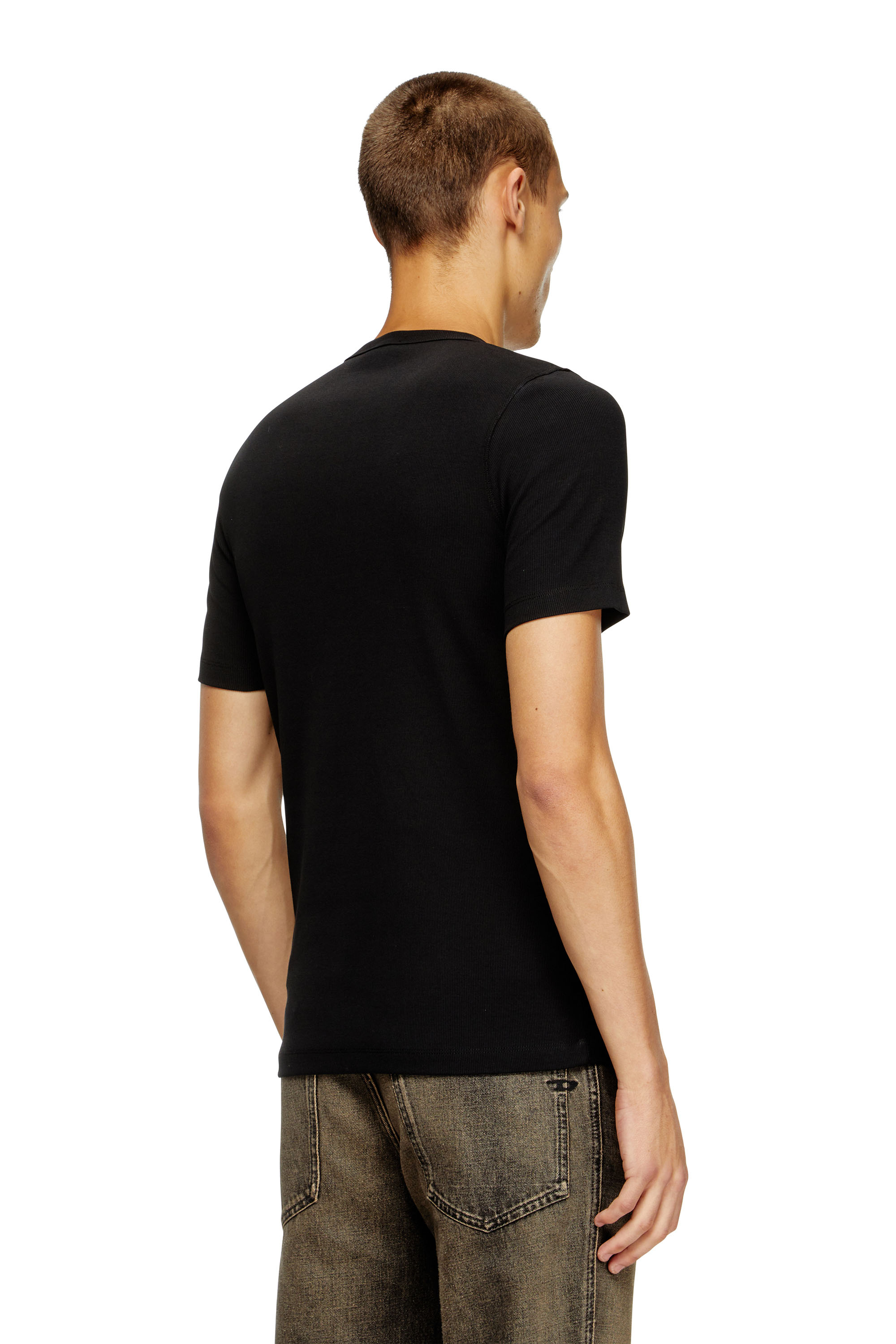 Diesel - D-RIBBER-N, Male's T-shirt with D patch in Black - 4