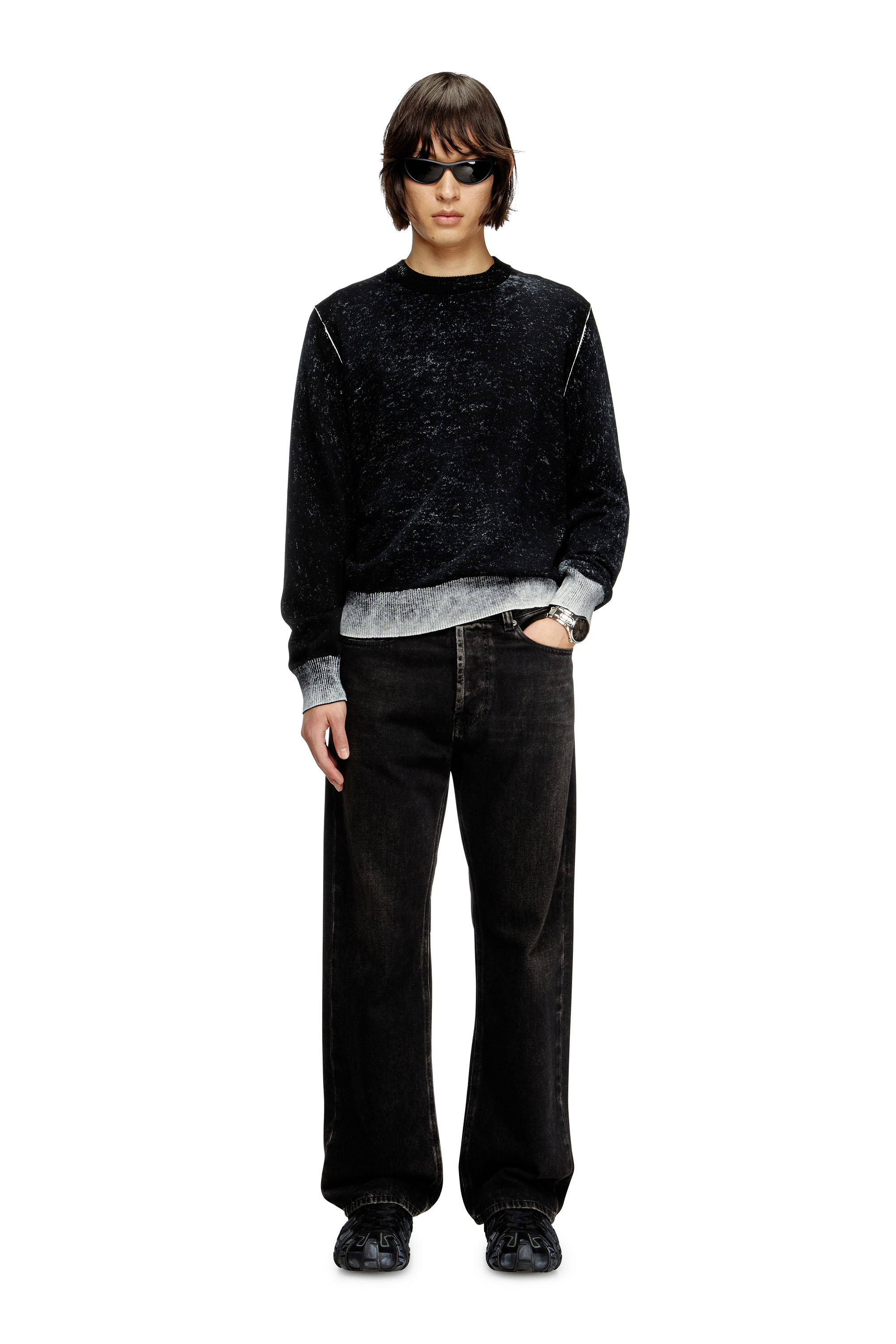 Diesel - K-LARENCE-B, Male's Reverse-print cotton jumper in Black - 4