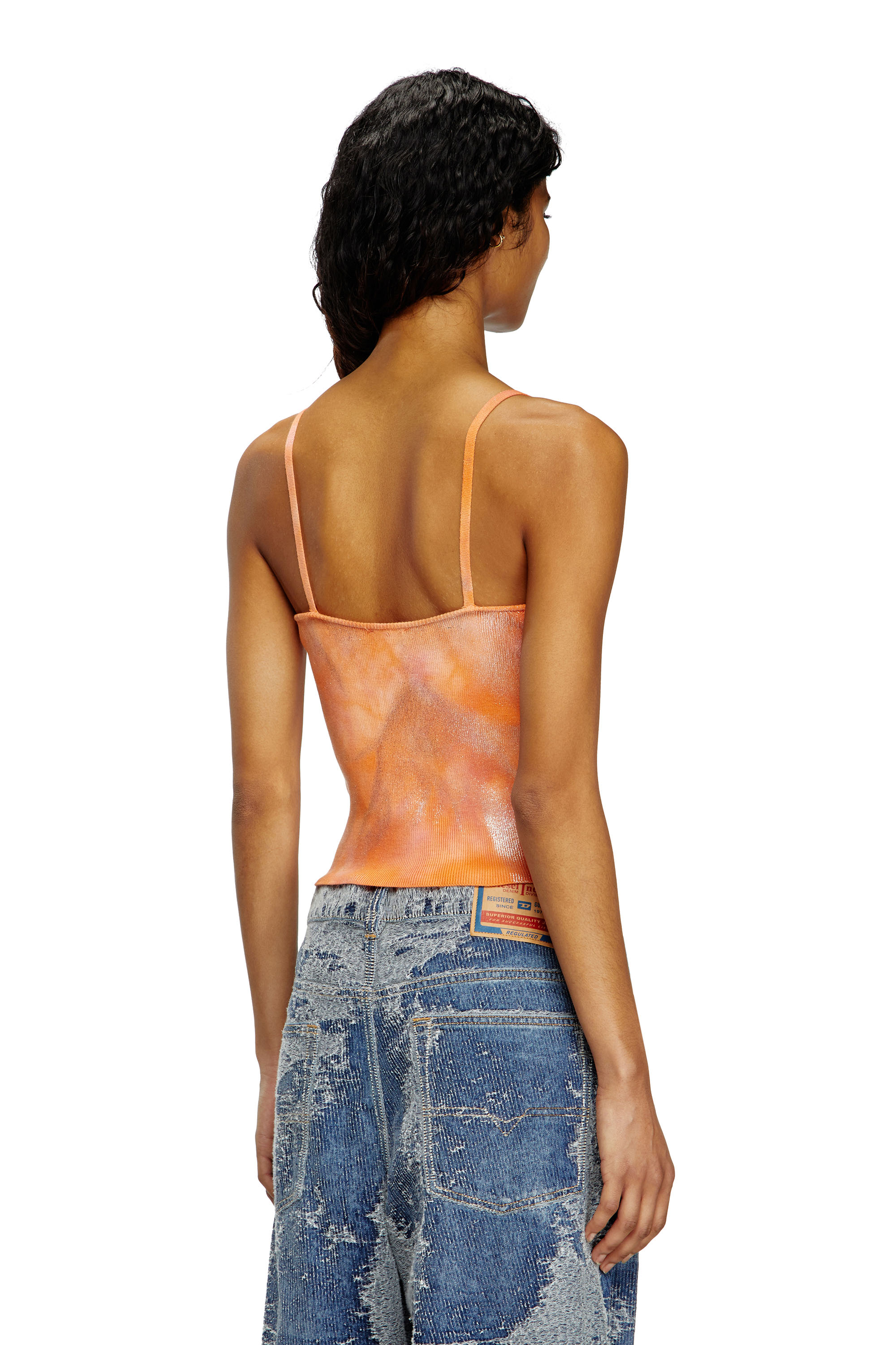 Diesel - M-ISMINA, Female's Cami top in metallic solarised knit in Orange - 3