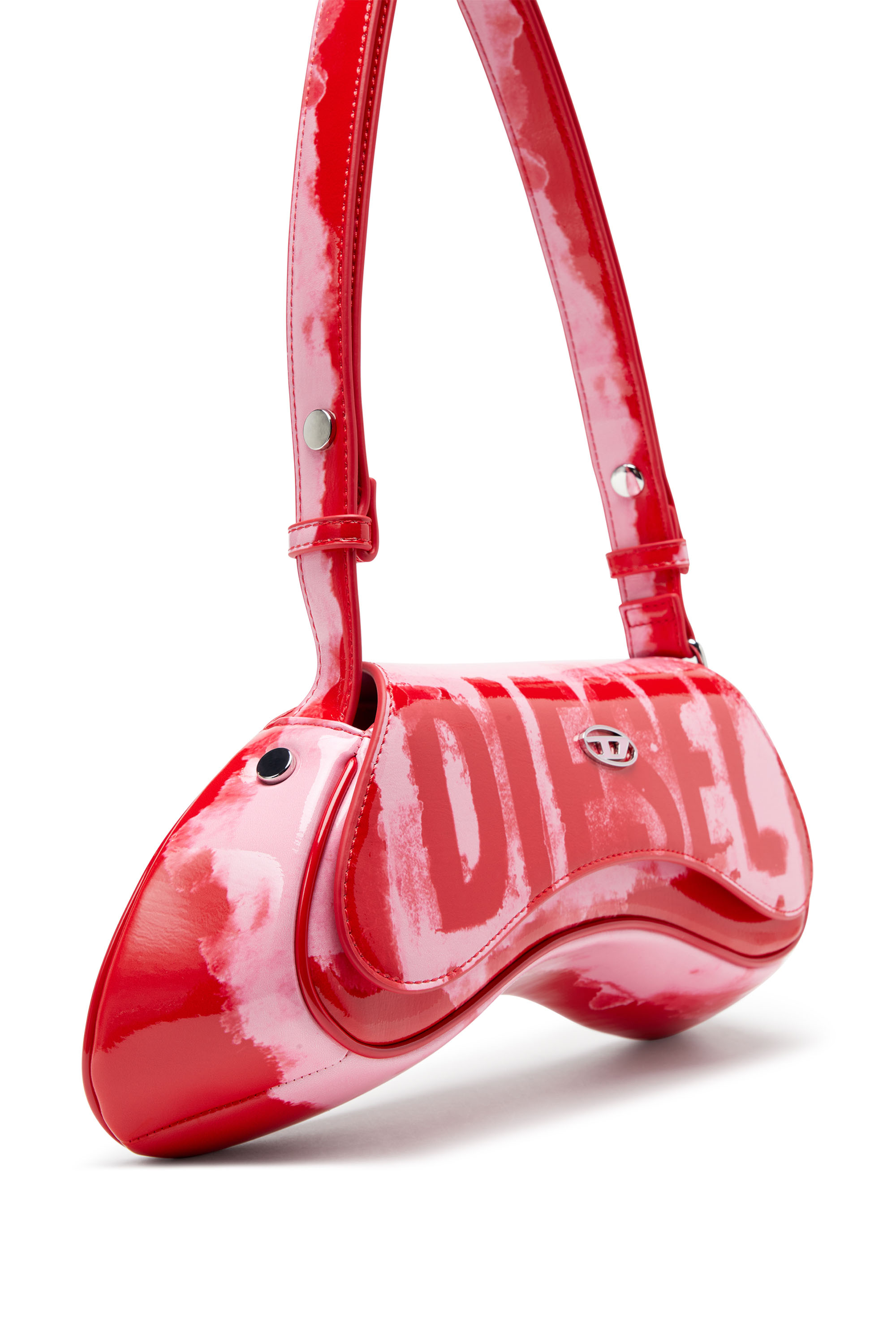 Diesel - PLAY CROSSBODY, Female's Play-Shoulder bag in printed glossy PU in Pink/Red - 5