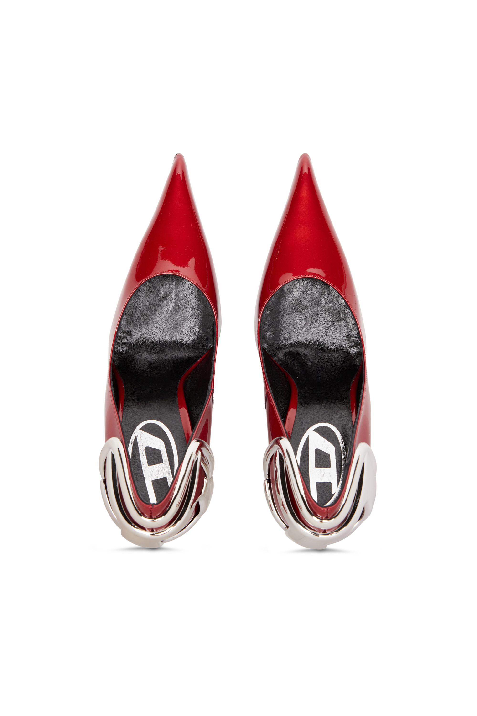 Diesel - D-TEN&HALF P, Female's D-Ten&Half-Patent leather pumps with Oval D heel in Red - 5