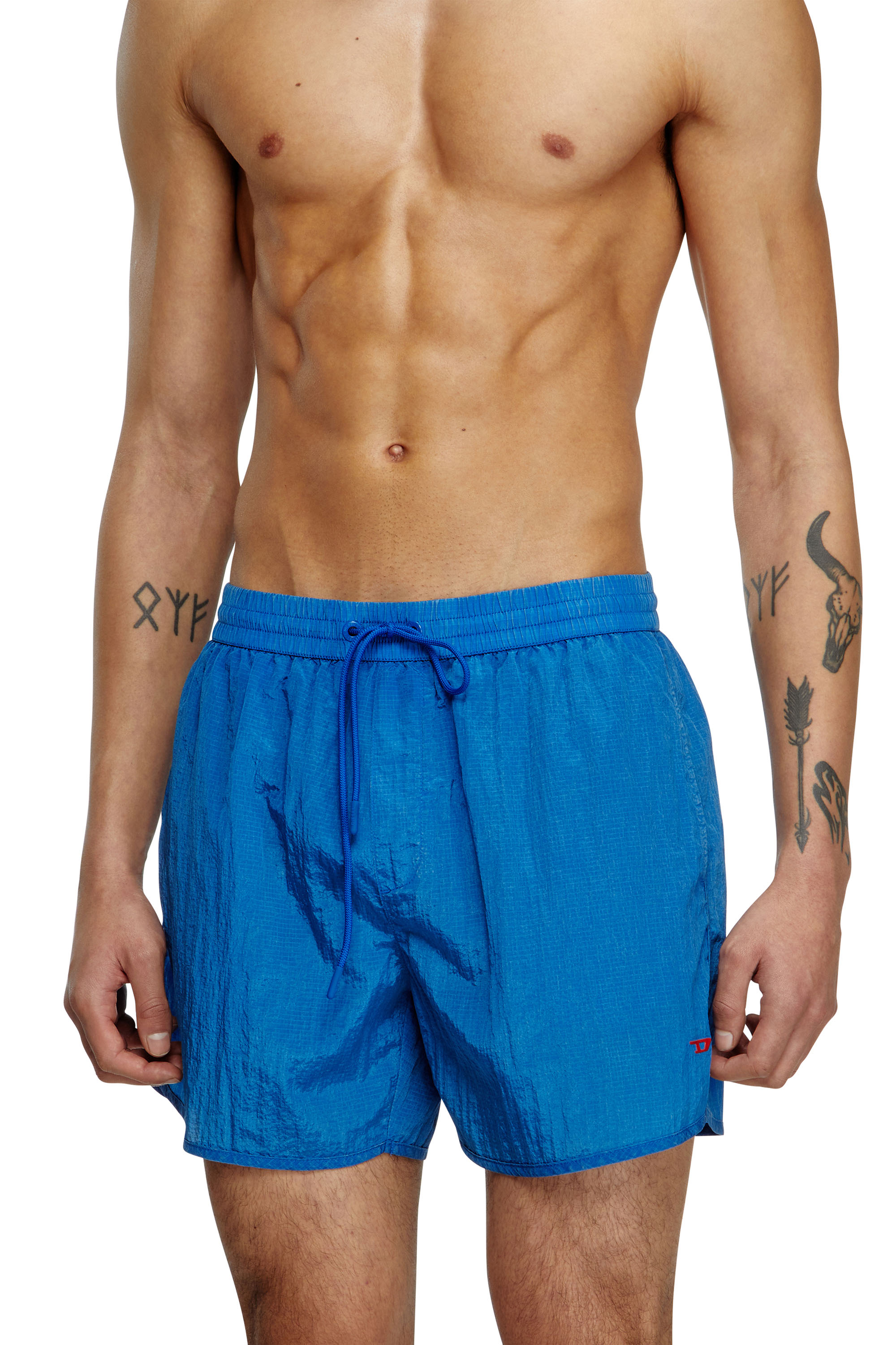 Diesel - JIMMIE-38-D-POP, Male's Mid-length swim shorts in treated ripstop in Blue - 2