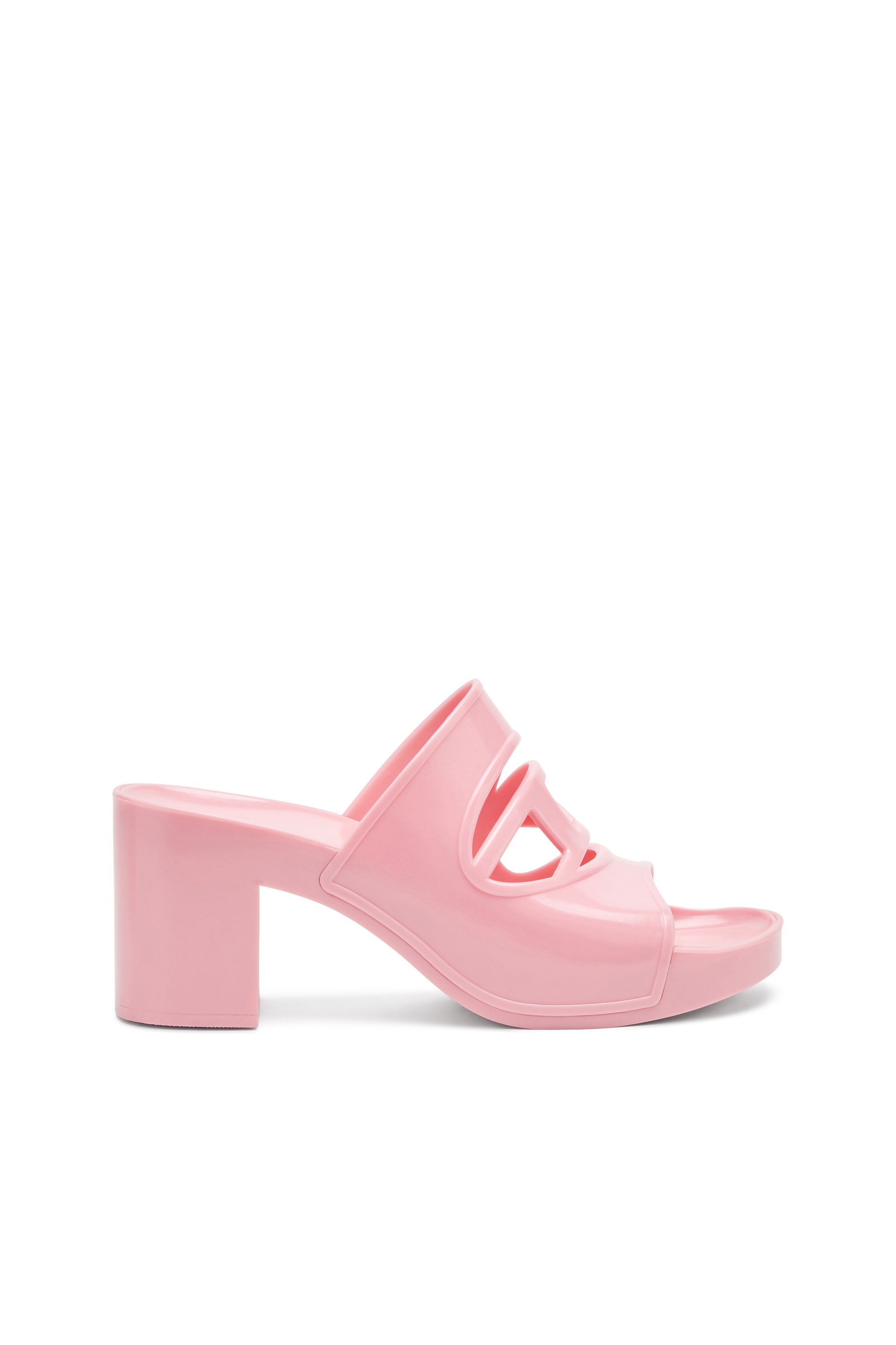 Diesel - SA-BONNIE, Female's Heeled rubber slides with cut-out logo in Pink - 1