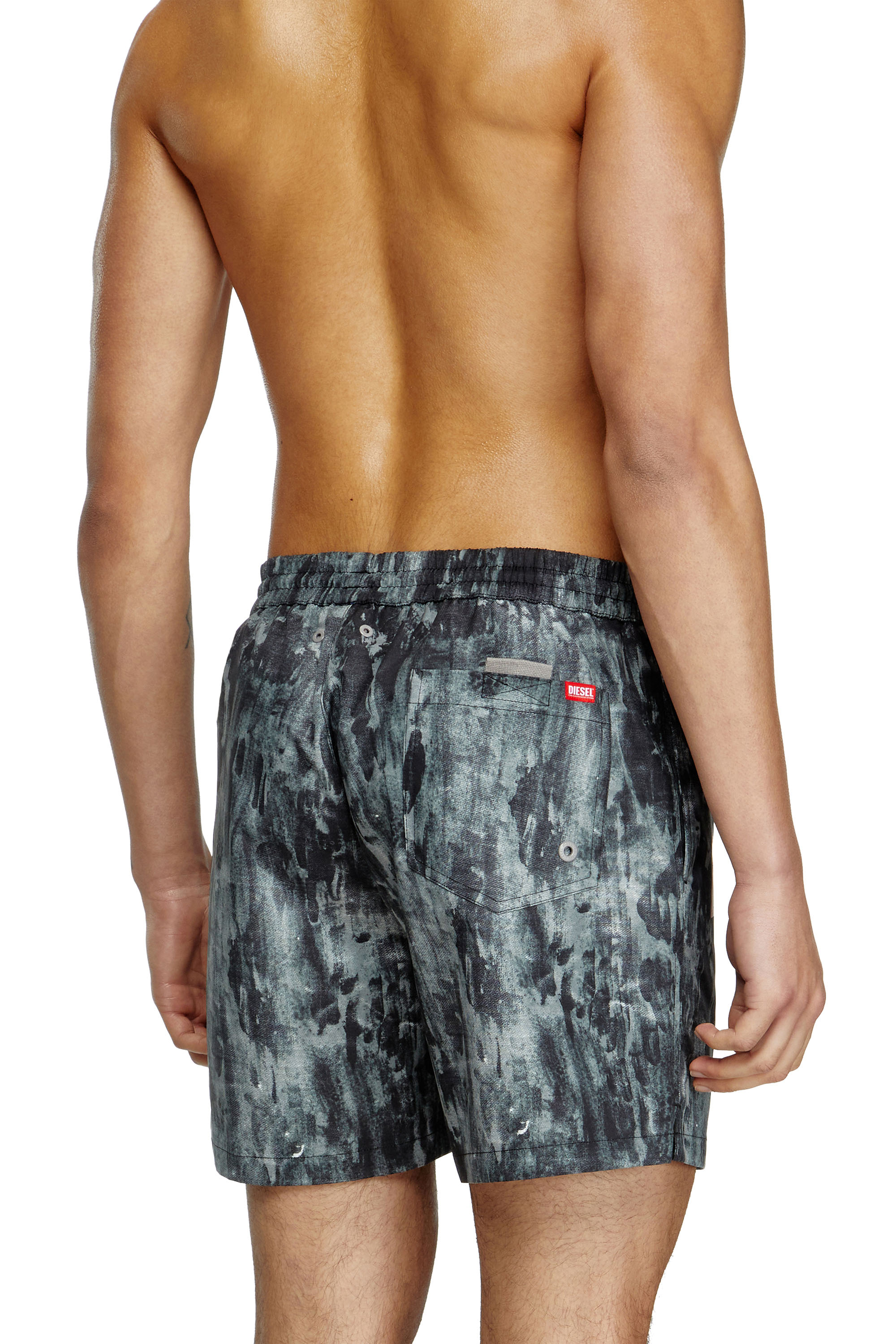 Diesel - RIO-41-D-POP, Male's Mid-length swim shorts with graphic print in Black - 3