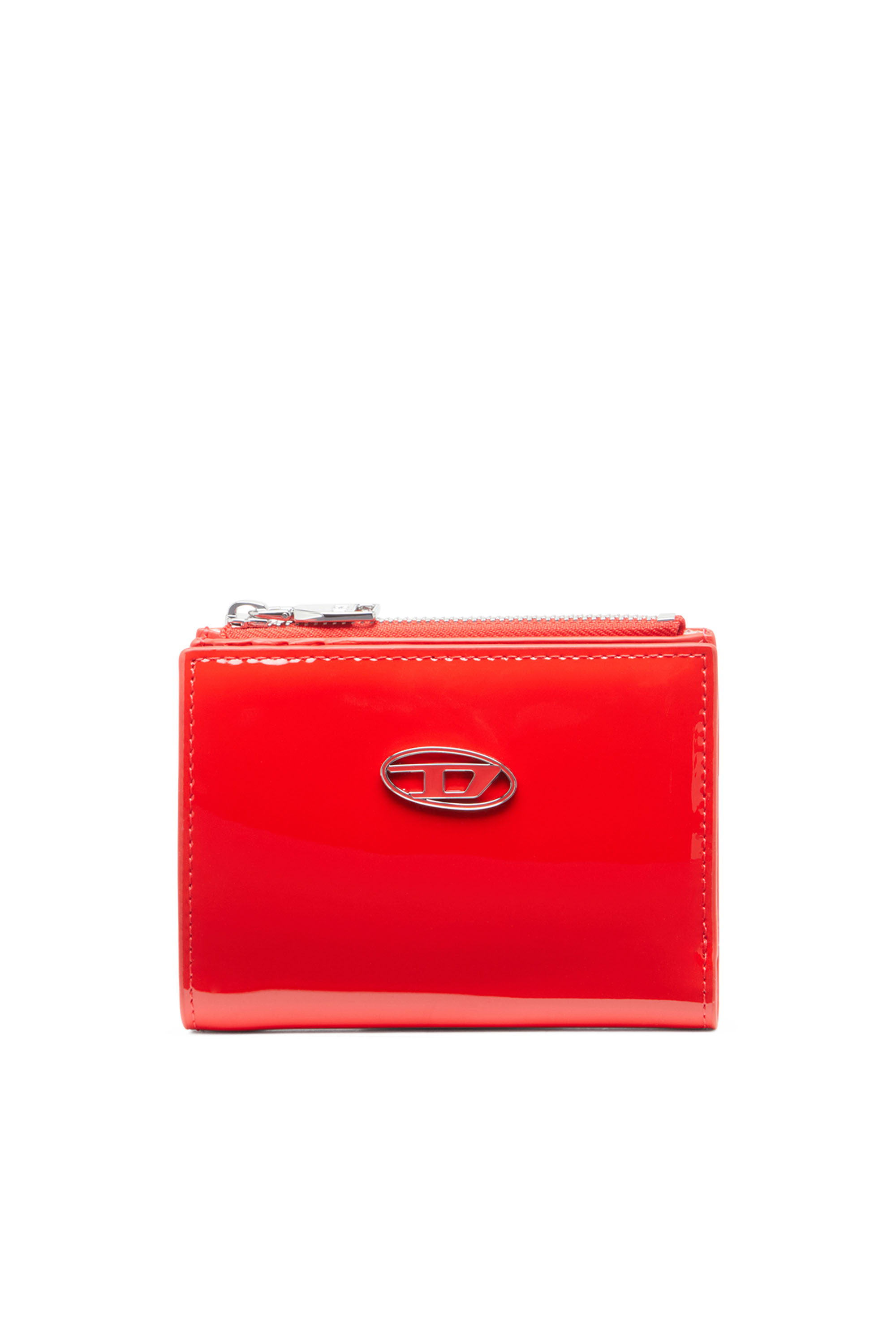 Diesel - PLAY BI-FOLD ZIP II, Female Small wallet in glossy leather in Red - Image 1