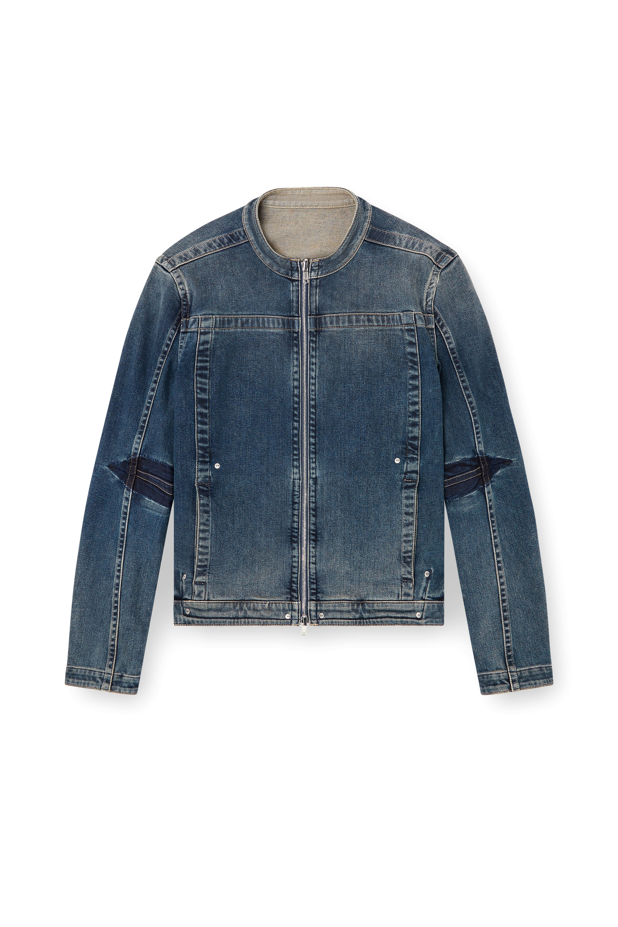 Diesel - D-GLORY-RE, Male's Moto jacket in Rehab denim in Dark Blue - 8