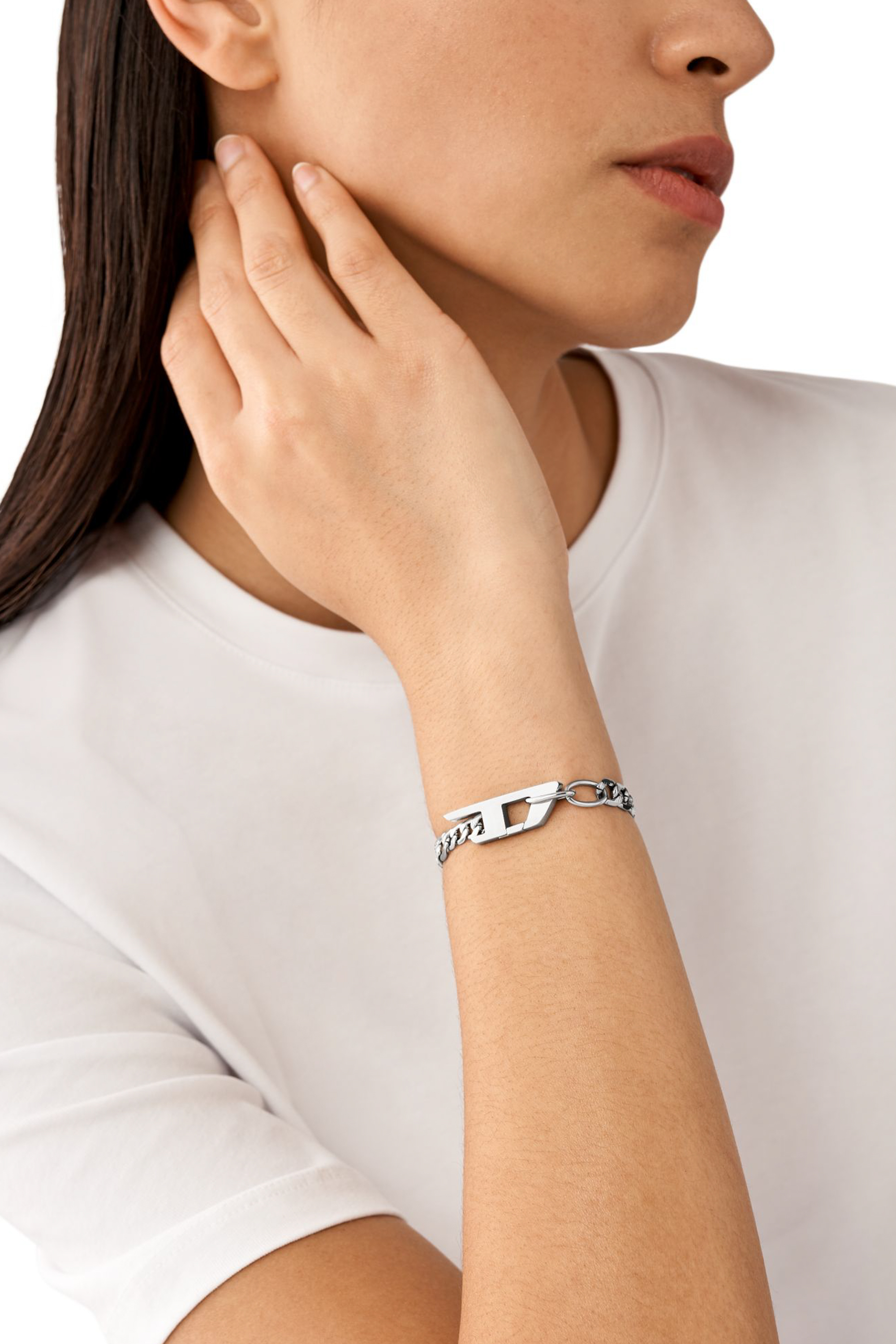 Diesel - DX1496, Bracelet chaîne en acier inoxydable Mixte in Gris argenté - 4