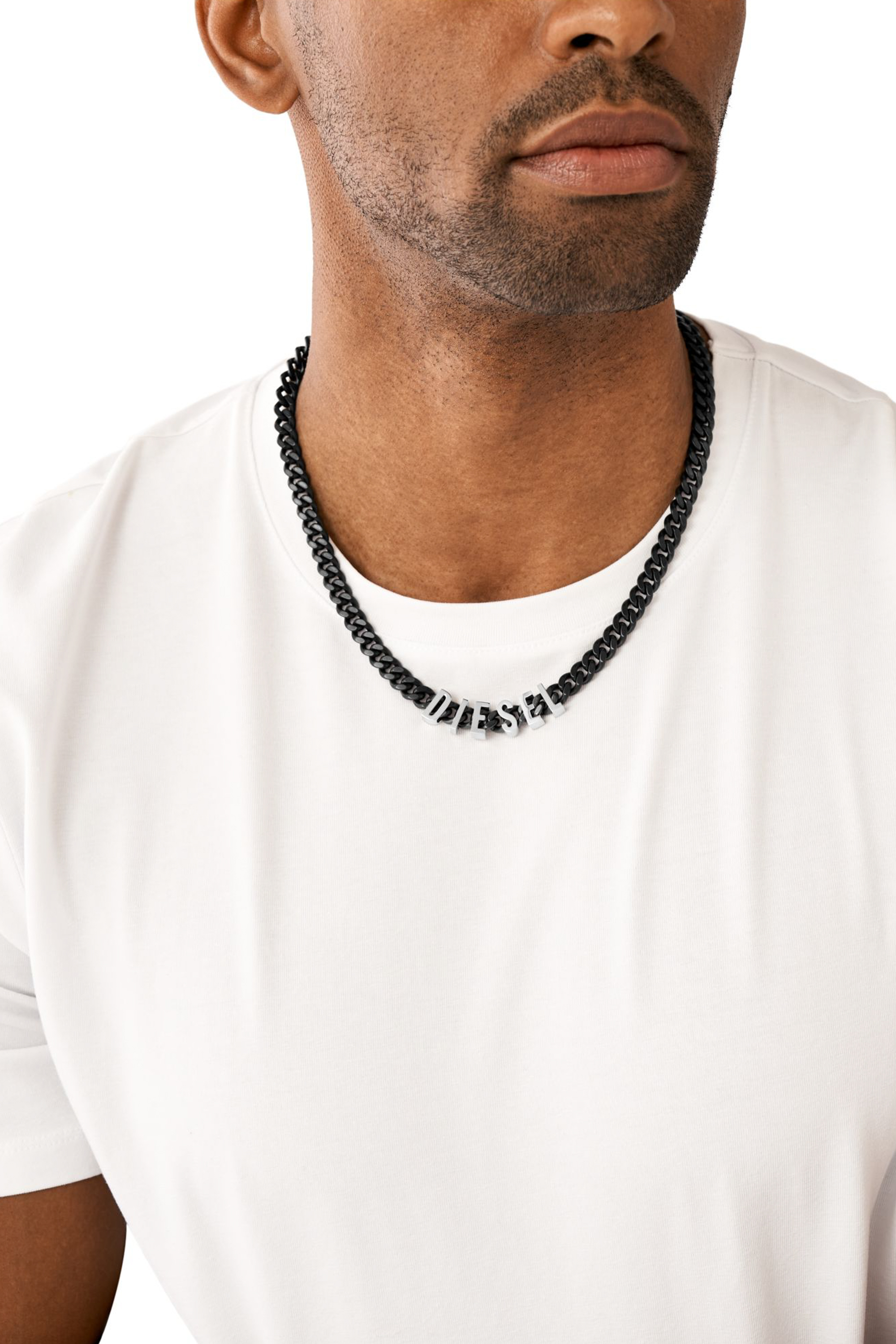 Diesel - DX1487, Unisex's Two-Tone stainless steel chain necklace in Black - 3