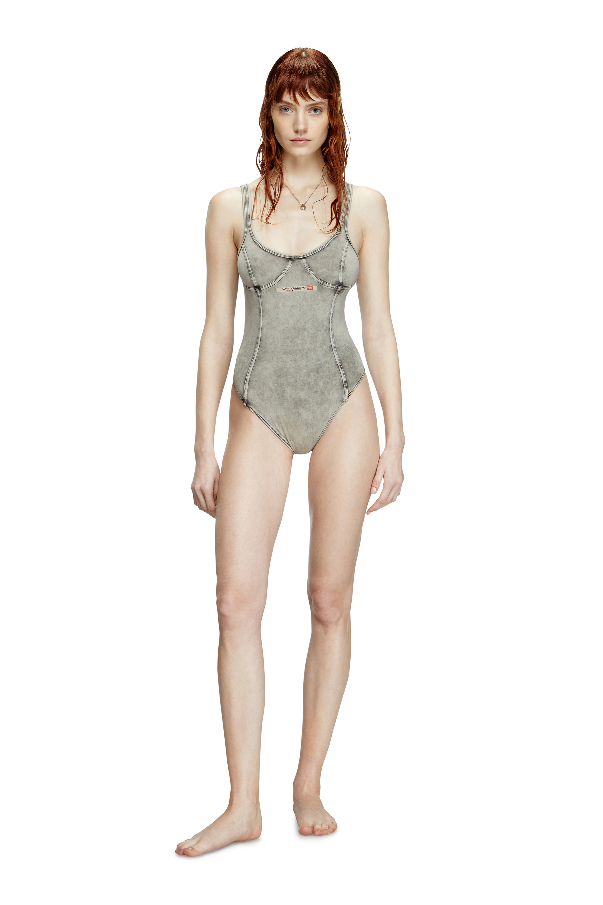 Diesel - CAMI-DNM, Female's Bodysuit in denim-effect jersey in Grey - 2