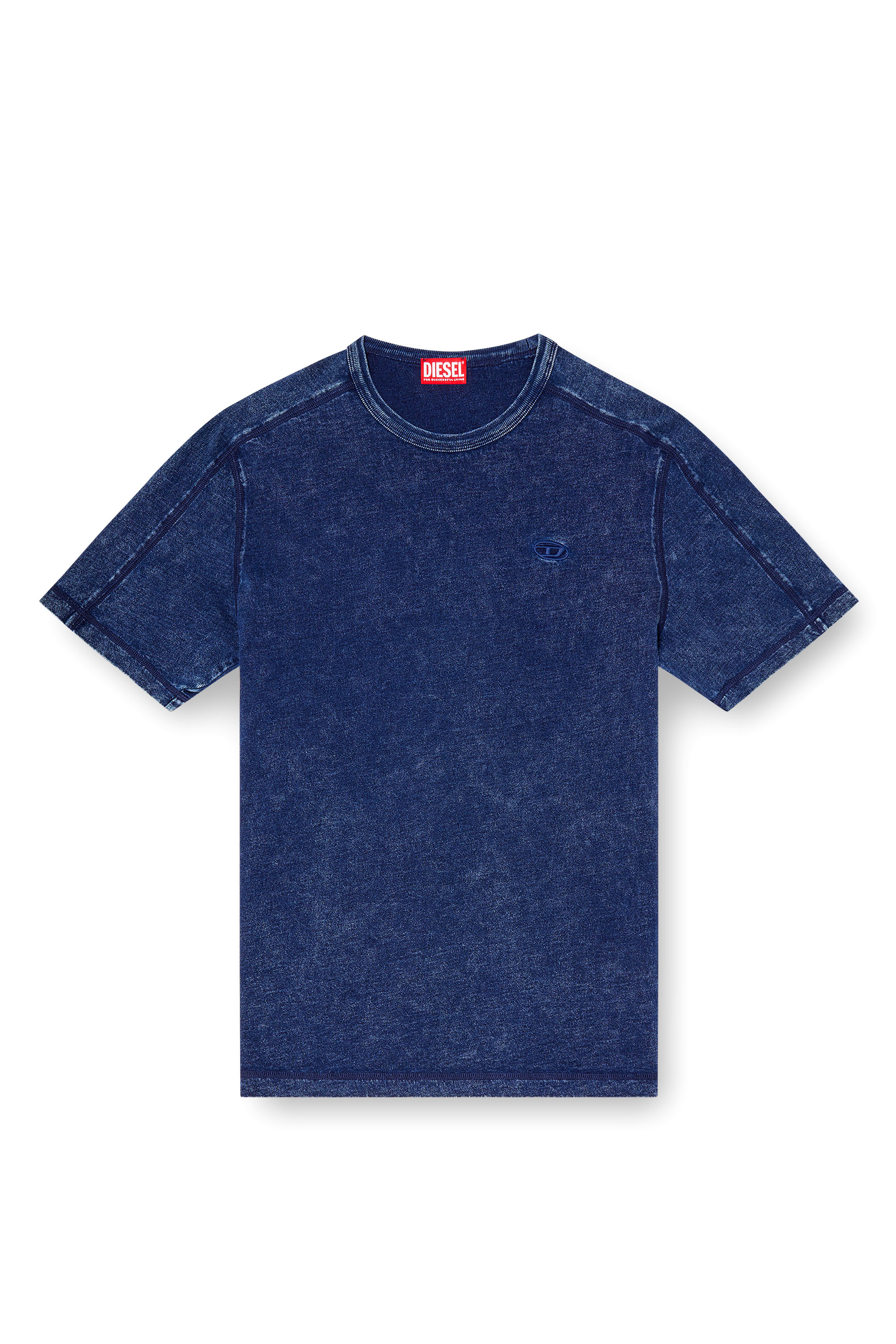 Diesel - T-ADJIND, T-shirt en jersey effet denim Homme in Bleu - 4