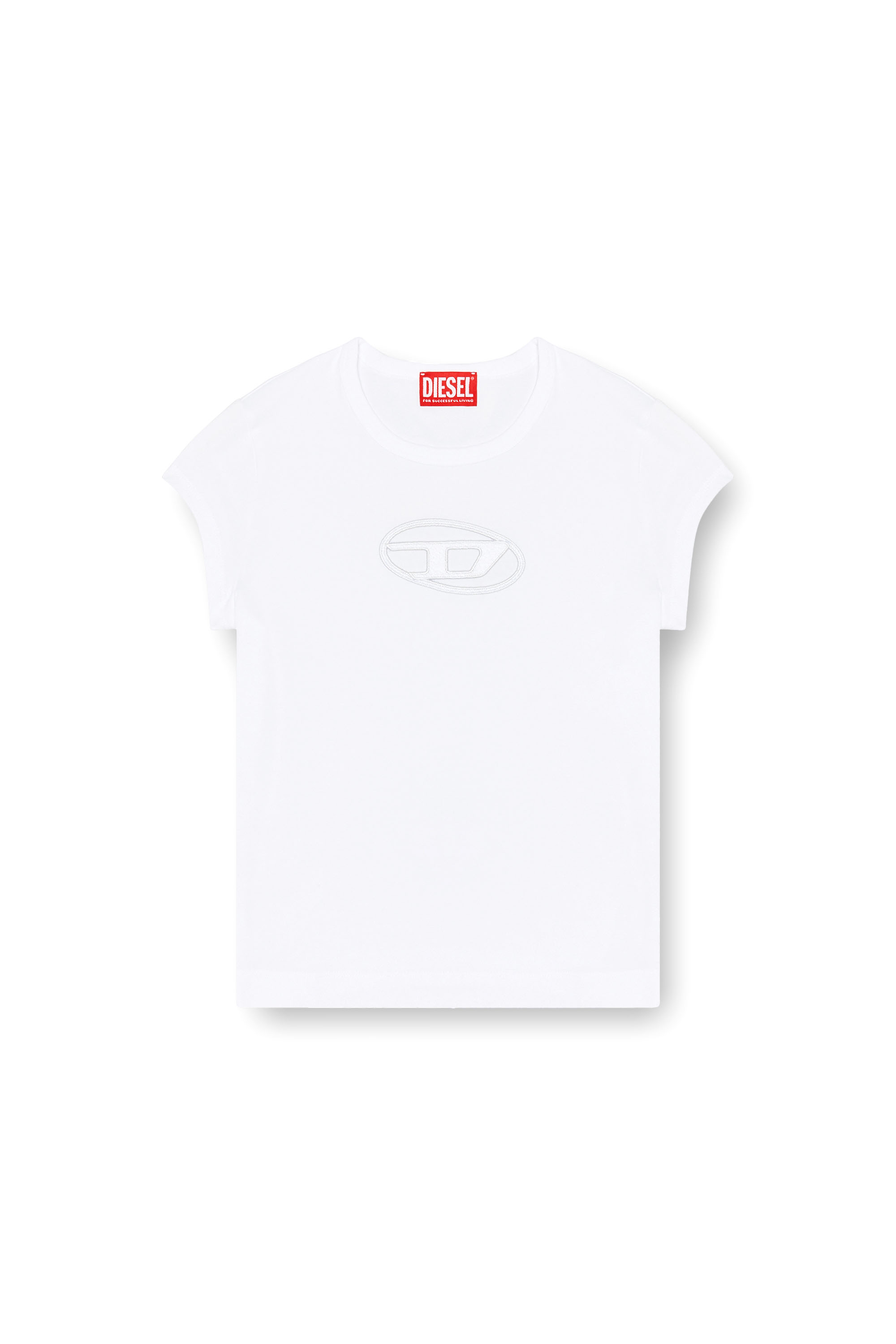 Diesel - T-ANGIE, T-shirt avec logo peek-a-boo Femme in Blanc - 4