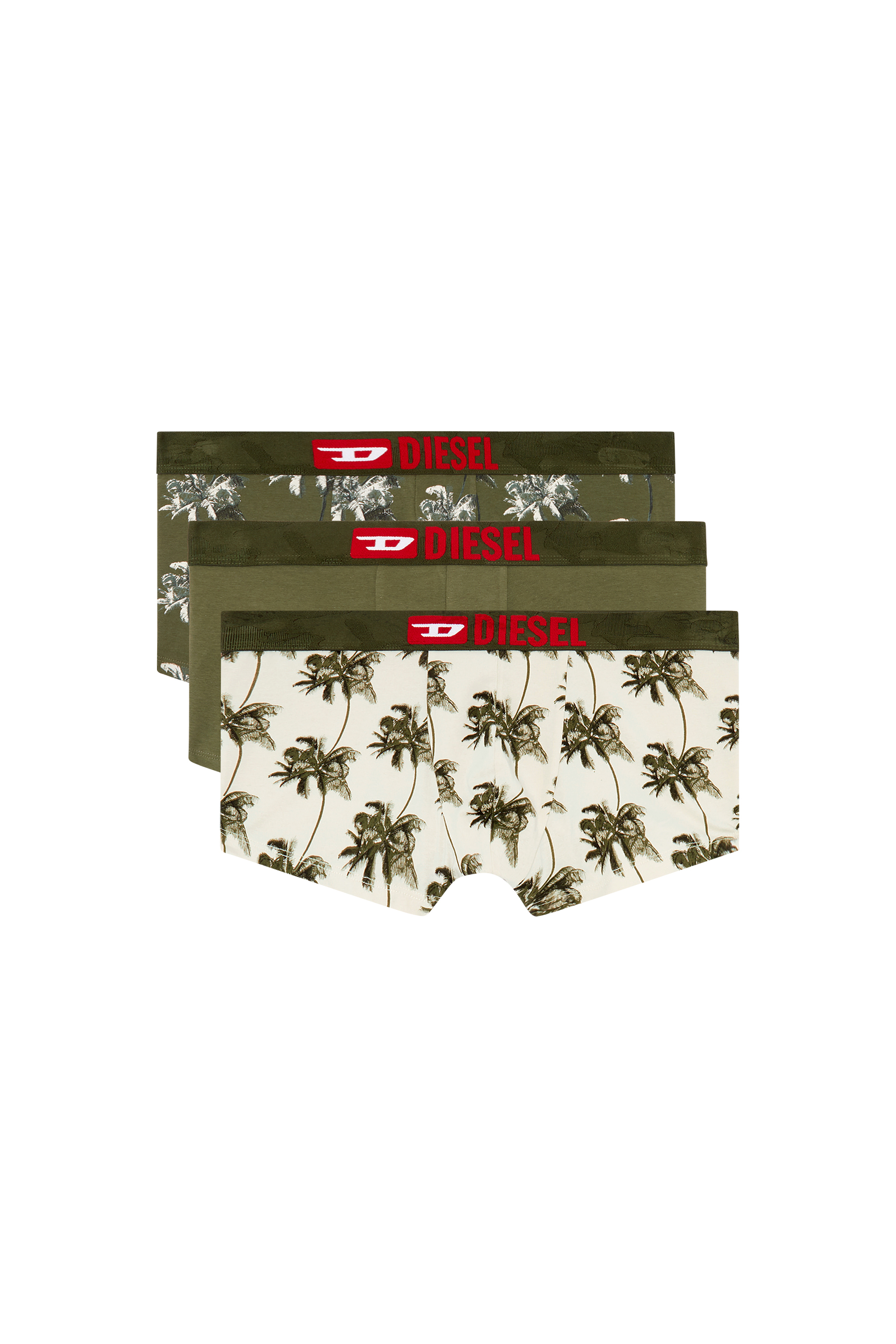 Diesel - UMBX-DAMIENTHREEPACK, Male's Three-pack palm-tree boxer briefs in Military Green - 1