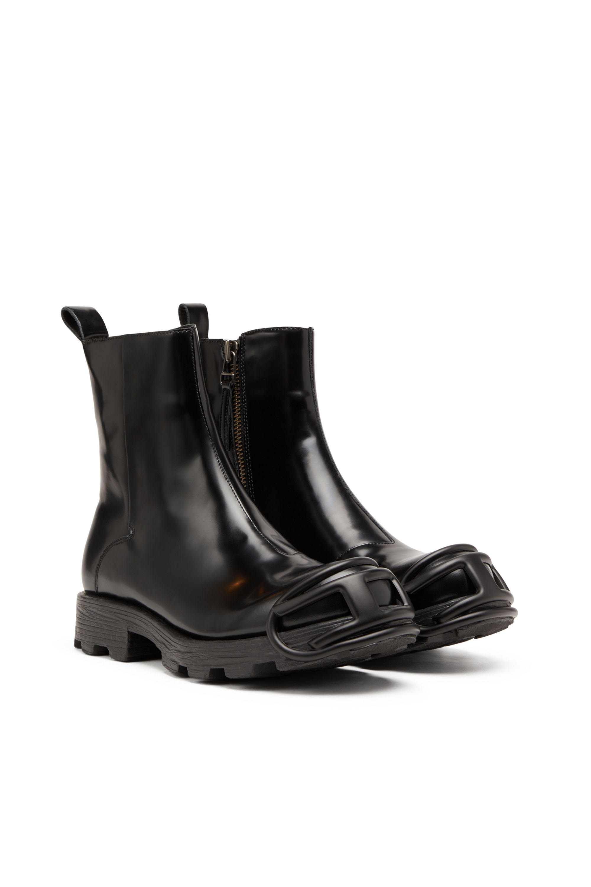 Diesel - D-HAMMER BT ZIP D, Male D-Hammer-Leather Chelsea boots with Oval D toe caps in Black - Image 2