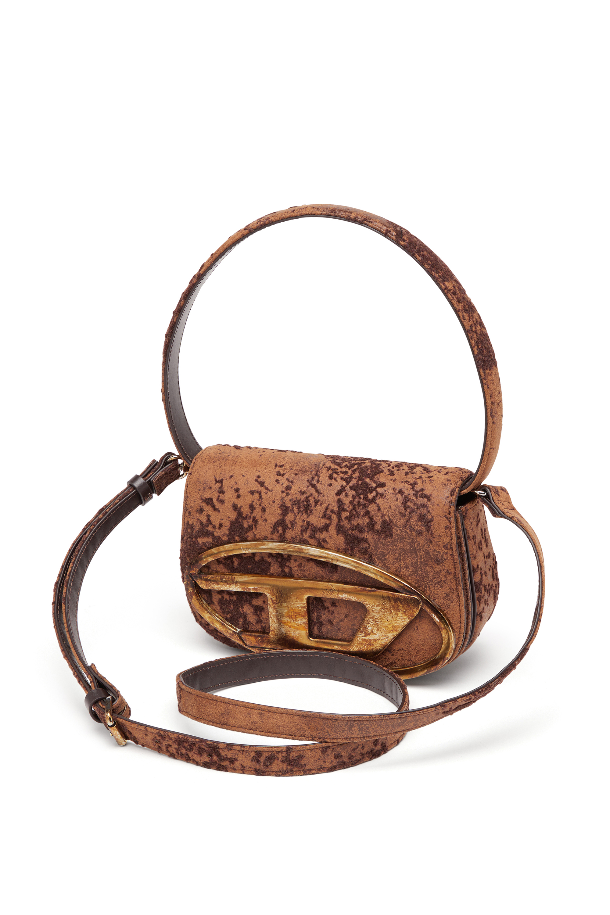 Diesel - 1DR, Female's 1DR-Iconic shoulder bag in flocked fabric in Brown - 5