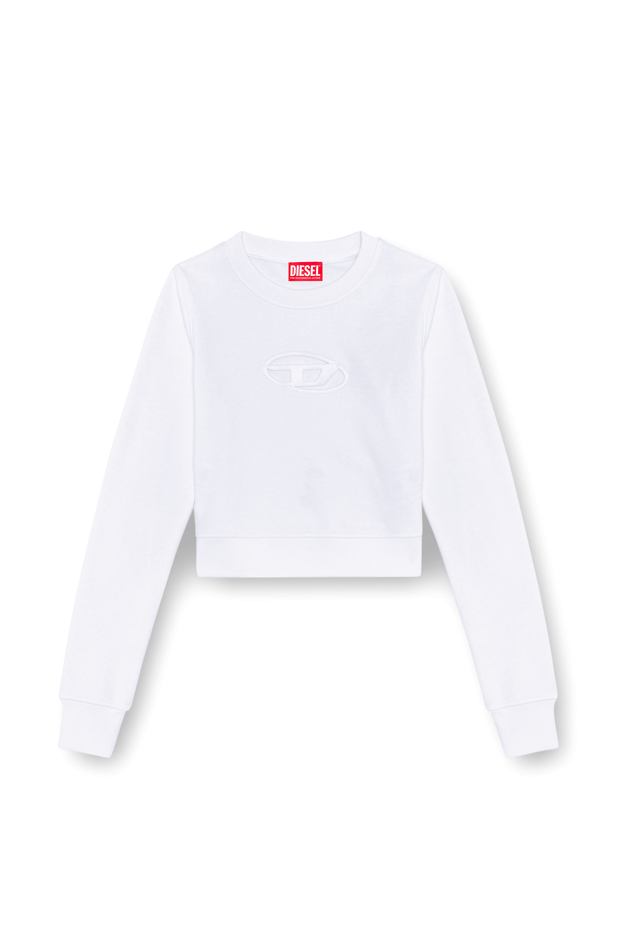 Diesel - F-SLIMMY-OD, Femme Sweat-shirt cropped avec logo cut-out in Blanc - Image 4