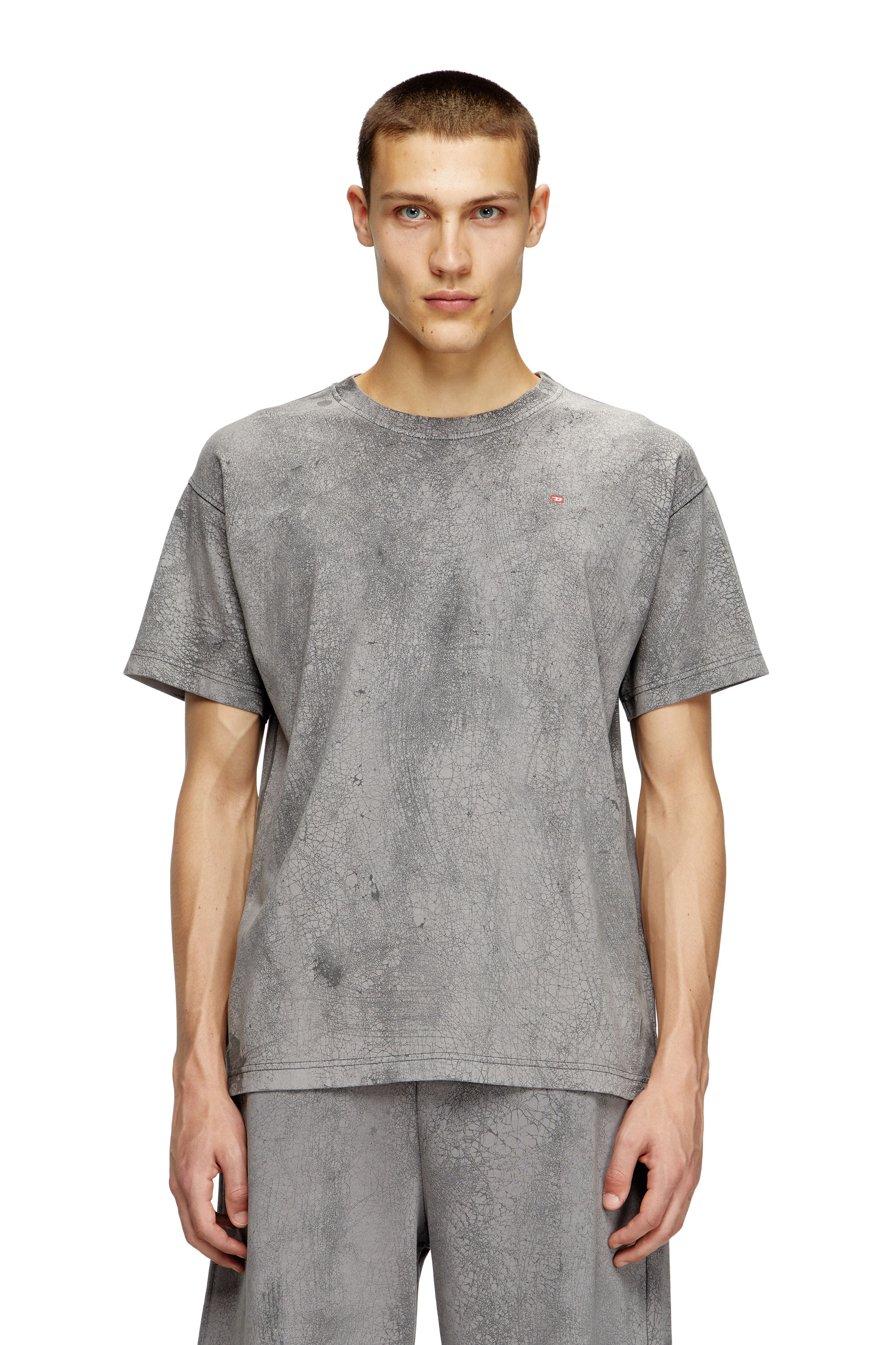 Diesel - T-NORM-T8, Male's T-shirt in waxed jersey in Grey - 1