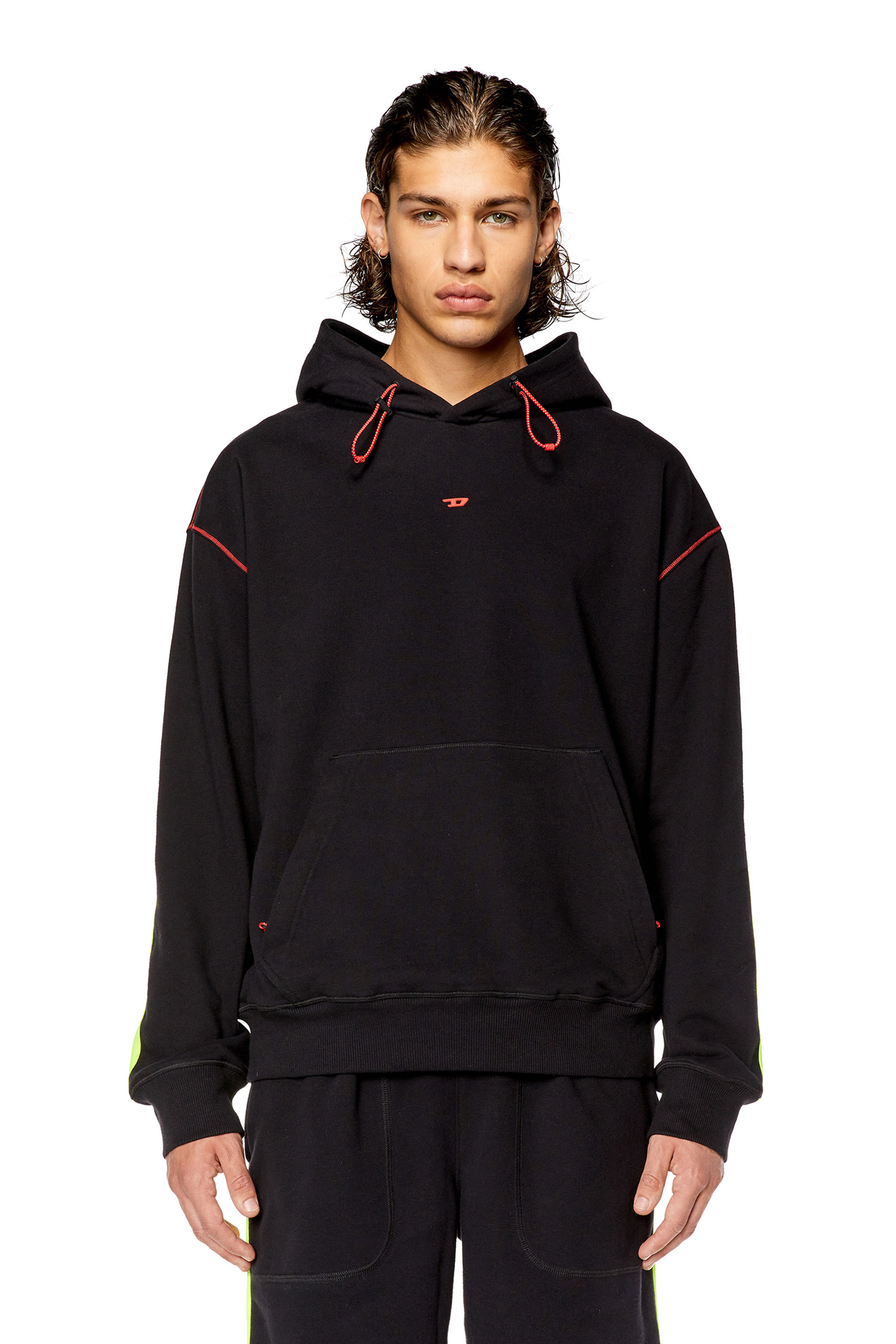 Diesel - AMST-HAYDEN-HT06, Male Hoodie with reflective logo bands in Multicolor - Image 1