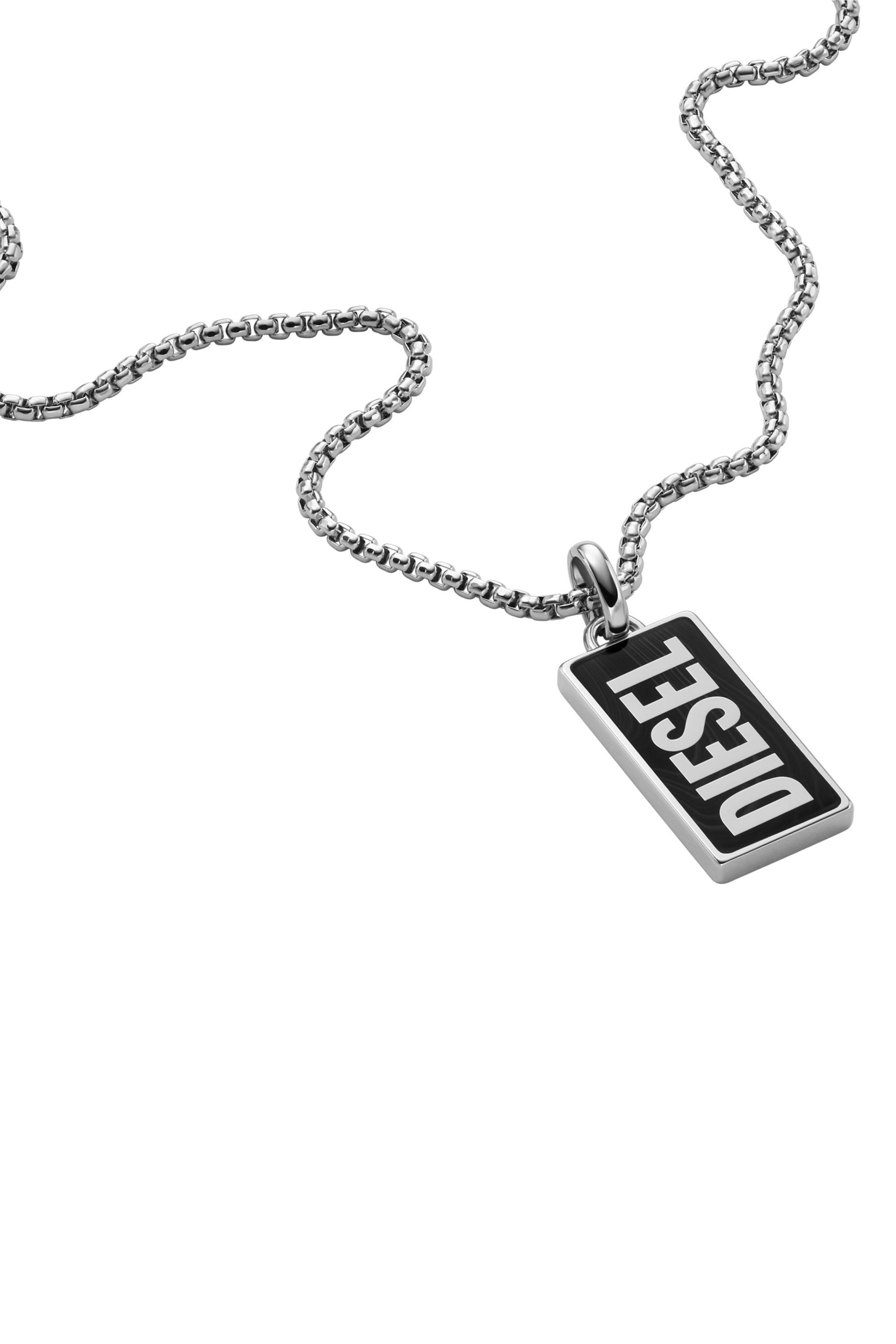 Diesel - DX1515, Collier pendentif avec agate noire Homme in Gris argenté - 1